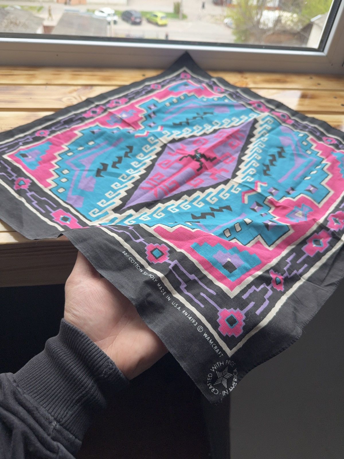 Vintage Vintage 90s Made in USA Bandana Wamcraft Tribal Aztec Scarf Size ONE SIZE - 2 Thumbnail