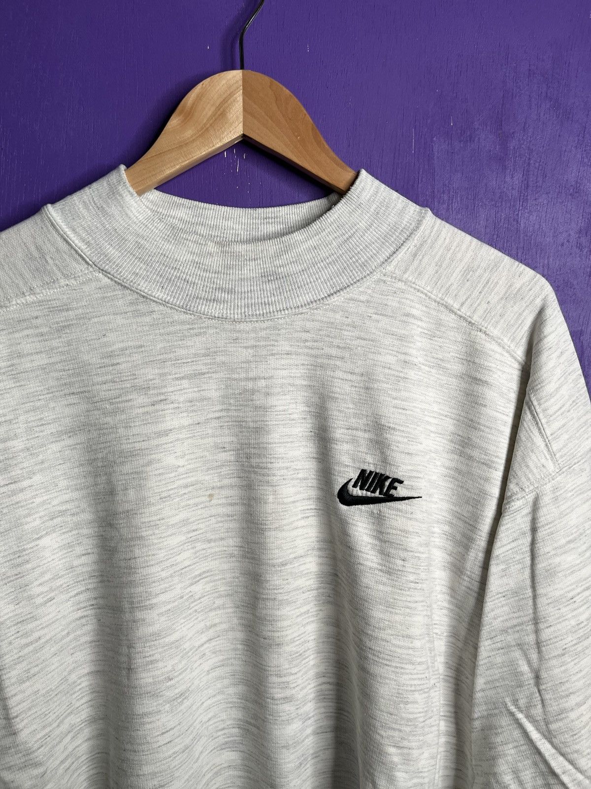 Nike × Vintage Vintage 90s Nike mockneck logo sweatshirt Size US XL / EU 56 / 4 - 3 Thumbnail