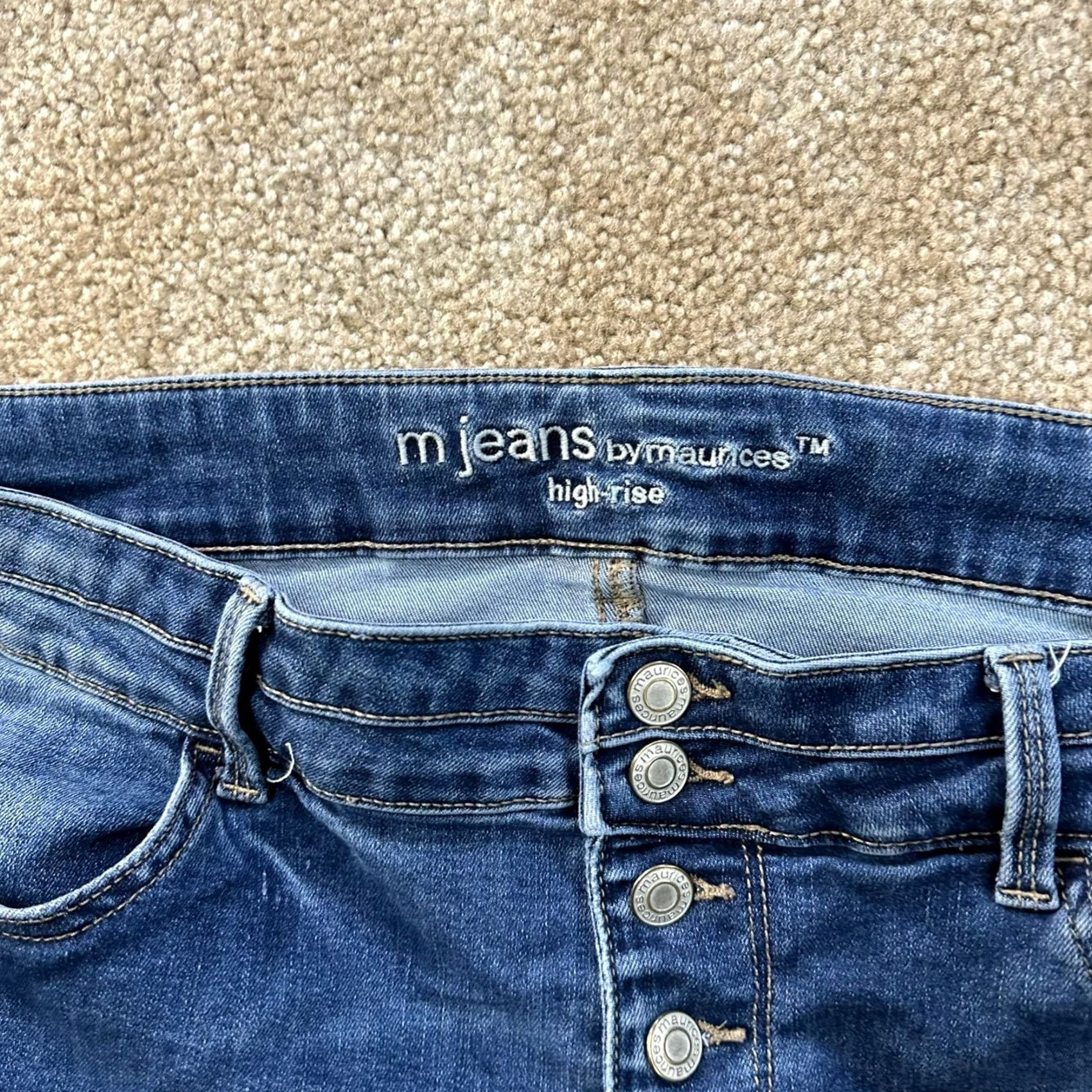 Vintage Maurices High Rise Flare Jeans Women's 18w Blue Denim Stretch Button fly Size 40" / US 18 - 4 Thumbnail