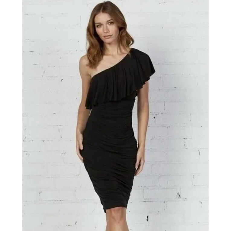 Bailey 44 Bailey/44 Barbados One Shoulder Ruffle Dress Black ( S ) Size S / US 4 / IT 40 - 1 Thumbnail