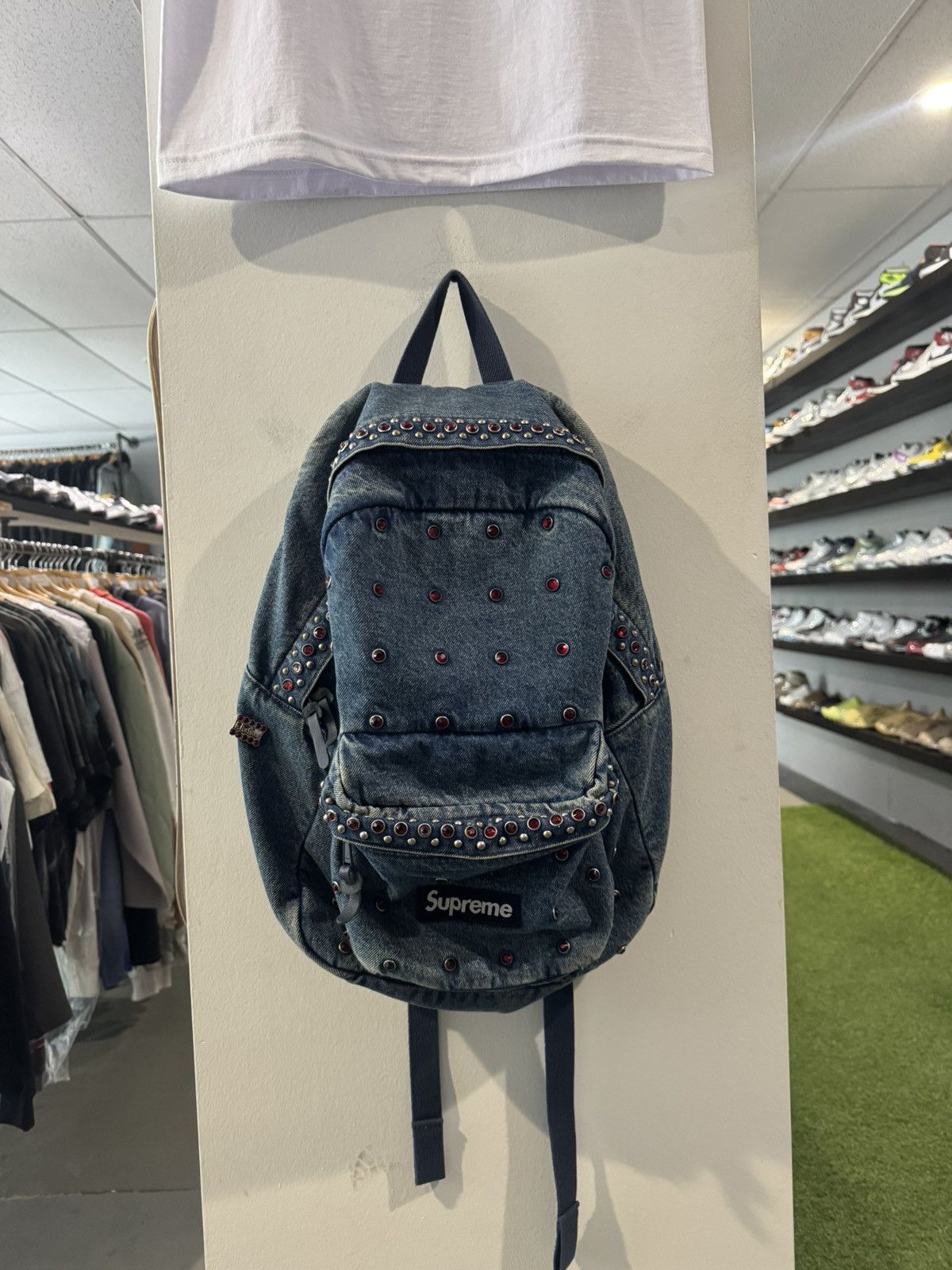 B.B. Simon × Supreme Supreme B.B. Simon Studded Denim Backpack in