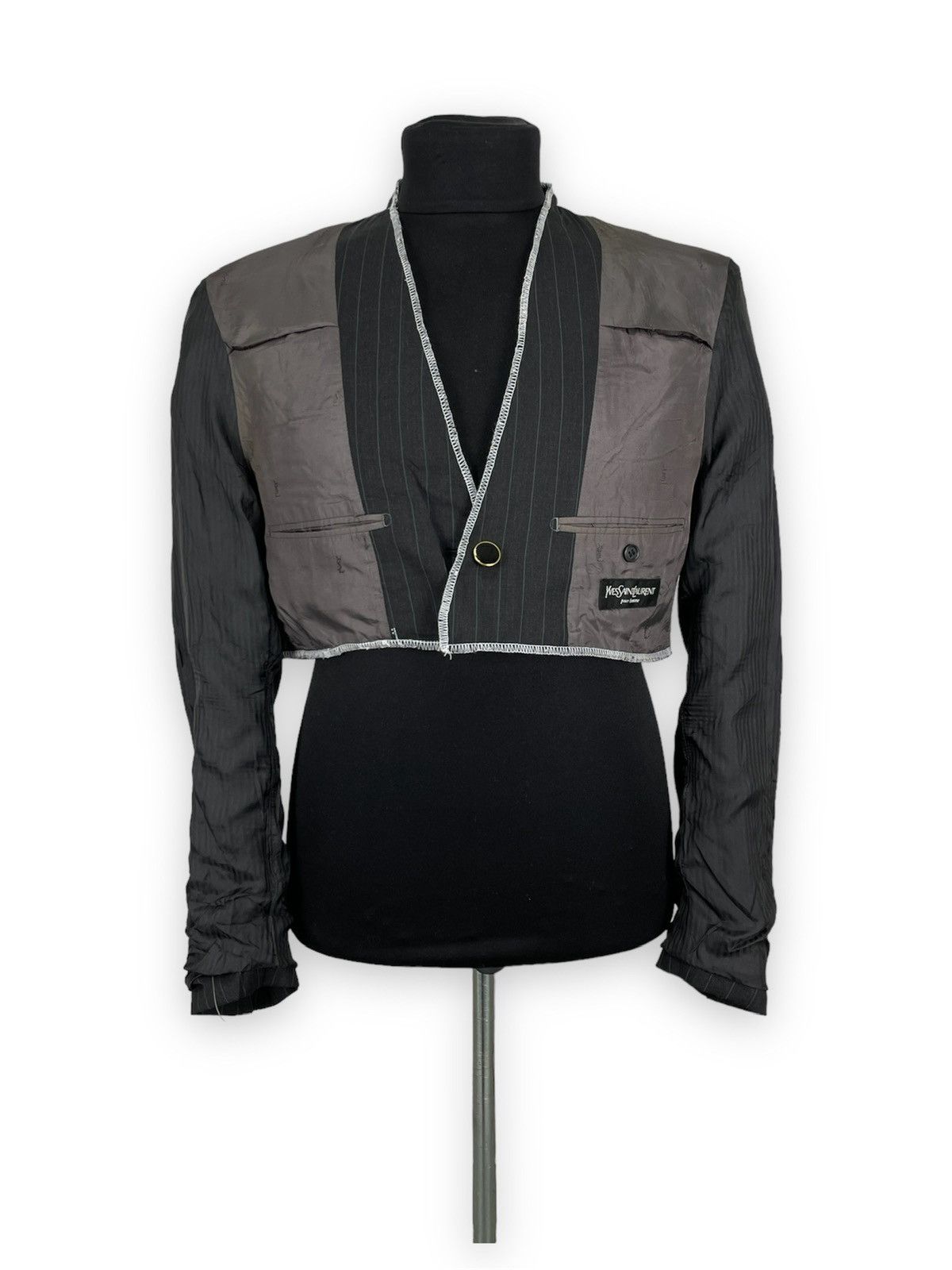 Yves Saint Laurent VTG SAINT LAURENT Wool YSL Logo Skulls Blazer Cropped Jacket Size 52L - 10 Thumbnail