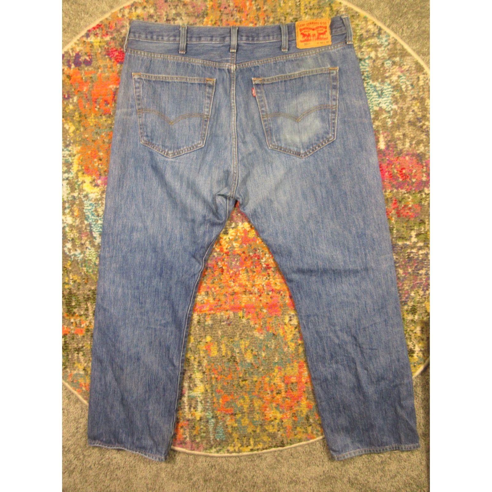 Levi's LEVI'S 501 Jeans 40x30 Original Fit Denim Jeans Button Fly Mid Rise Blue Mens Regular 40 Inseam 30 Distressed Logo Classic USA Vintage-Not-Applicable Size US 40 / EU 56 - 2 Thumbnail
