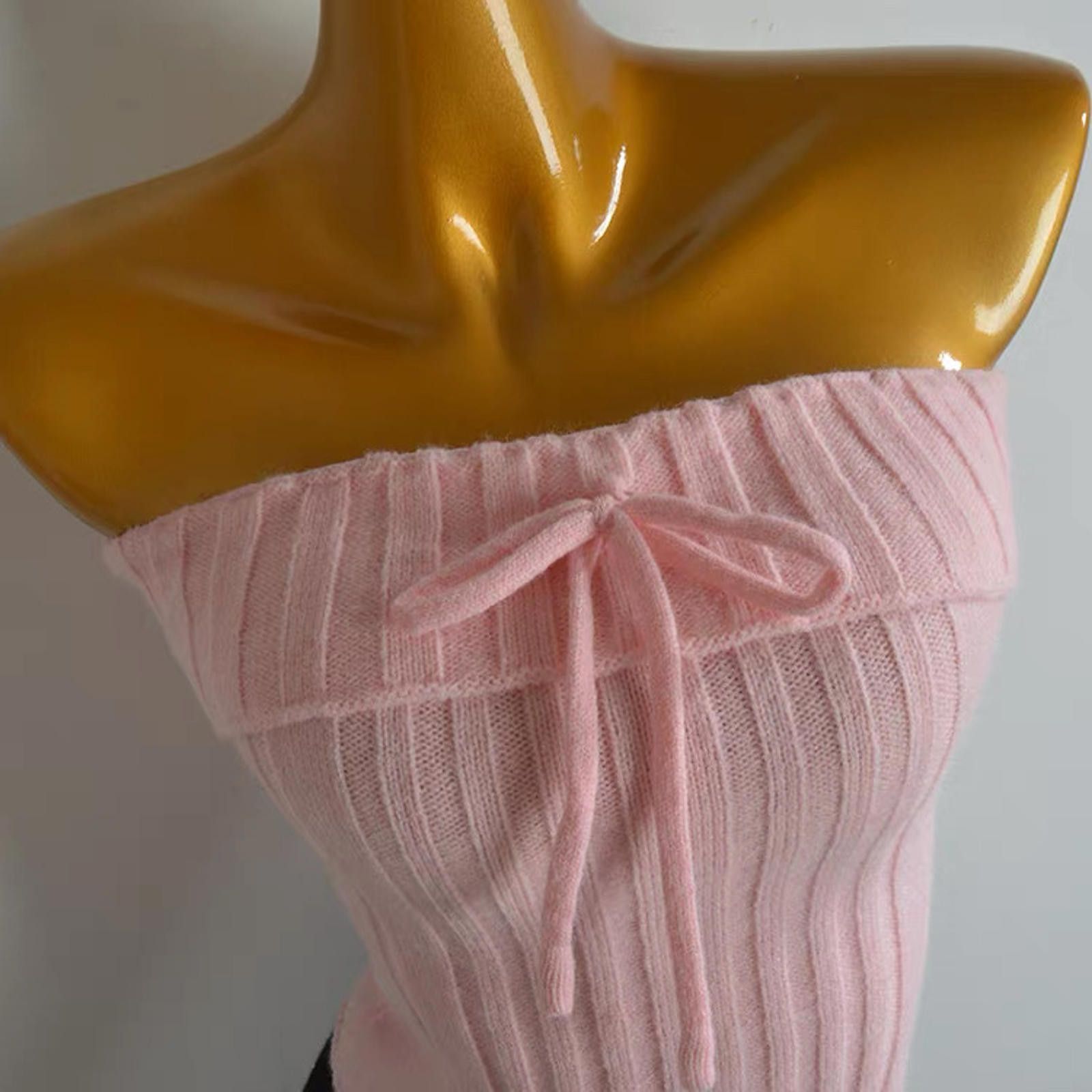 Japanese Brand Sweetheart Strapless Knit Top — Soft & Flirty Vibes Size L / US 10 / IT 46 - 5 Thumbnail