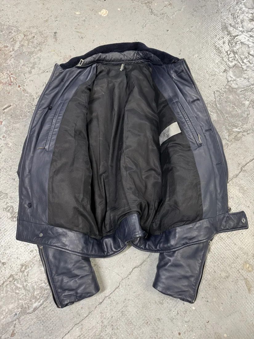 Designer × Dior × Vintage FW2013 Dior Navy Asymmetrical Lambskin Leather Bomber Jacket by Kris Van Assche Size US M / EU 48-50 / 2 - 11 Thumbnail