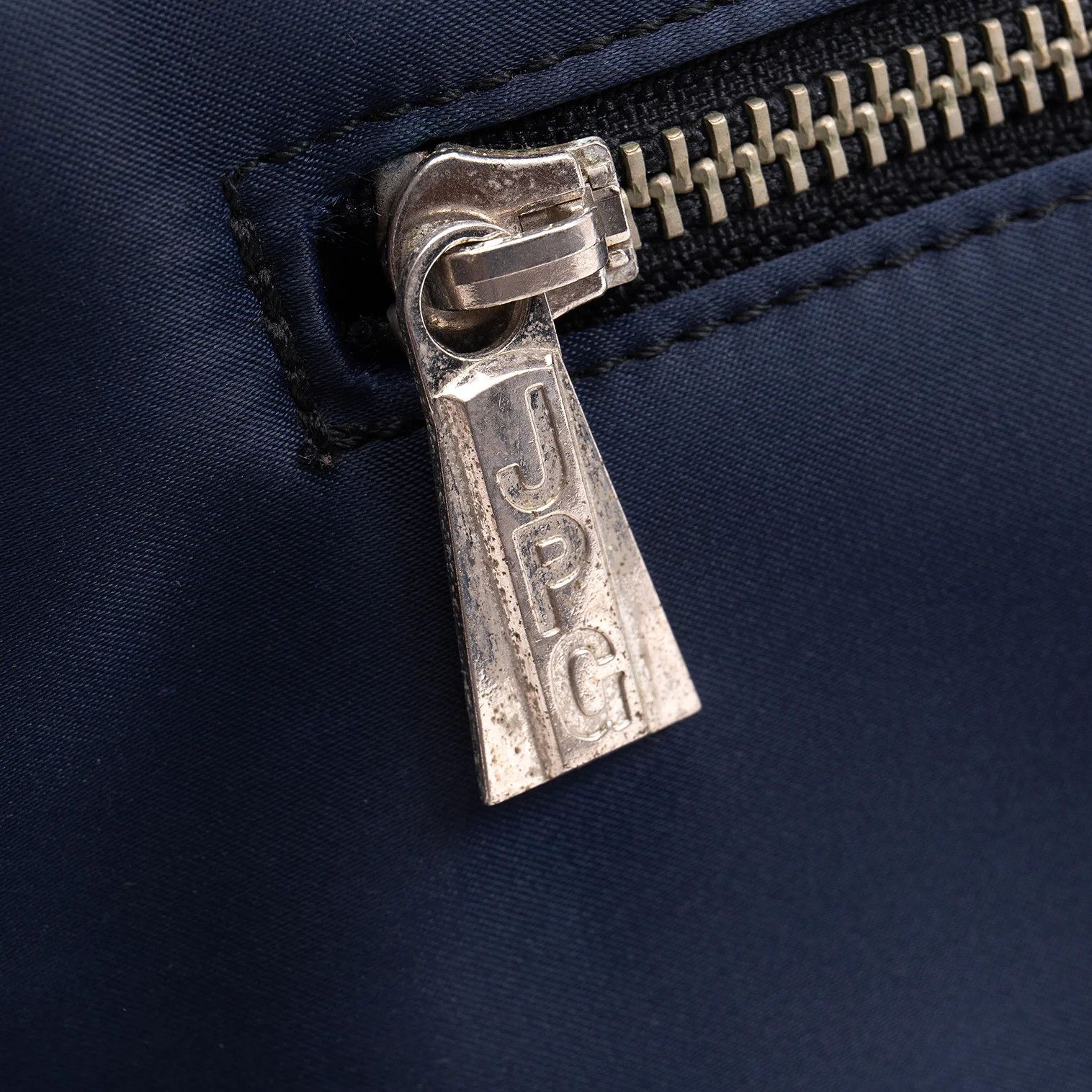 Jean Paul Gaultier Zigzag Stitch Double Compartment Clutch Bag in Navy Black Size ONE SIZE - 7 Thumbnail