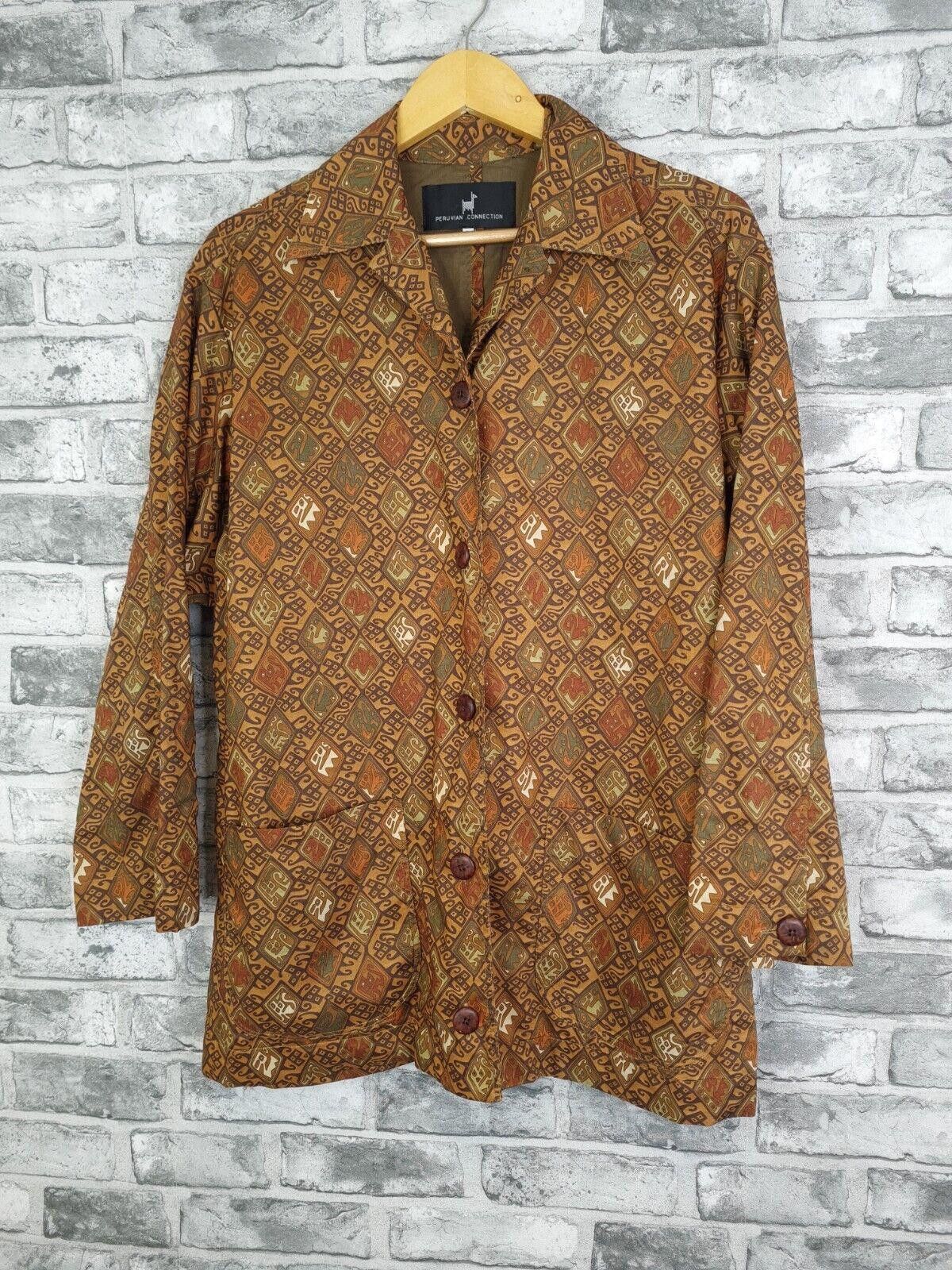 Designer Peruvian Connection Jacket Uk 16 18 Vtg Cotton Aztec Tribal Size L / US 10 / IT 46 - 2 Thumbnail