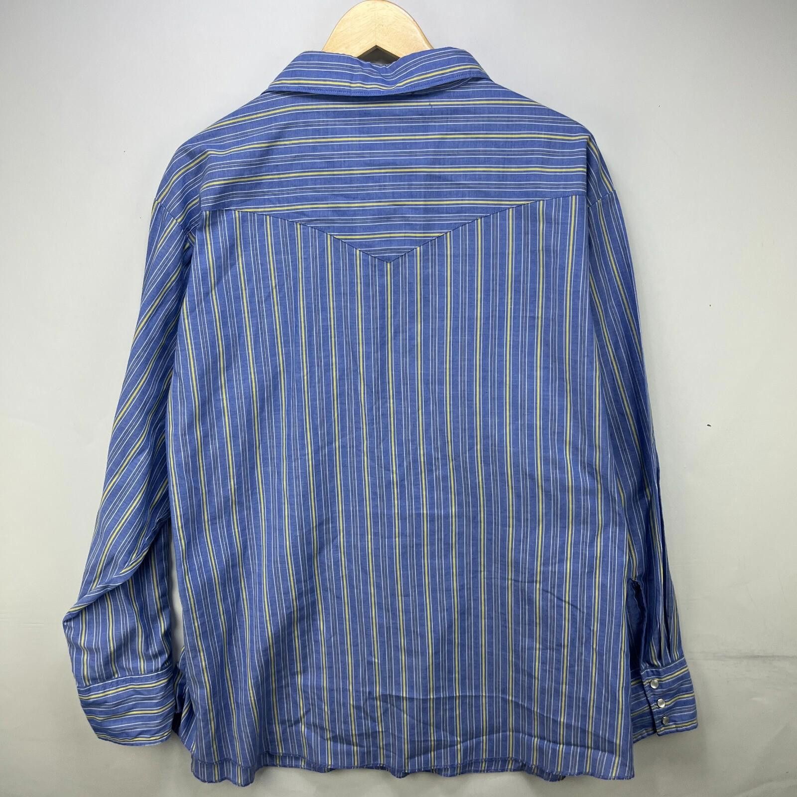 Wrangler Vintage 90s Wrangler Striped Pearl Snap Button Shirt 2XL Size US XXL / EU 58 / 5 - 11 Thumbnail