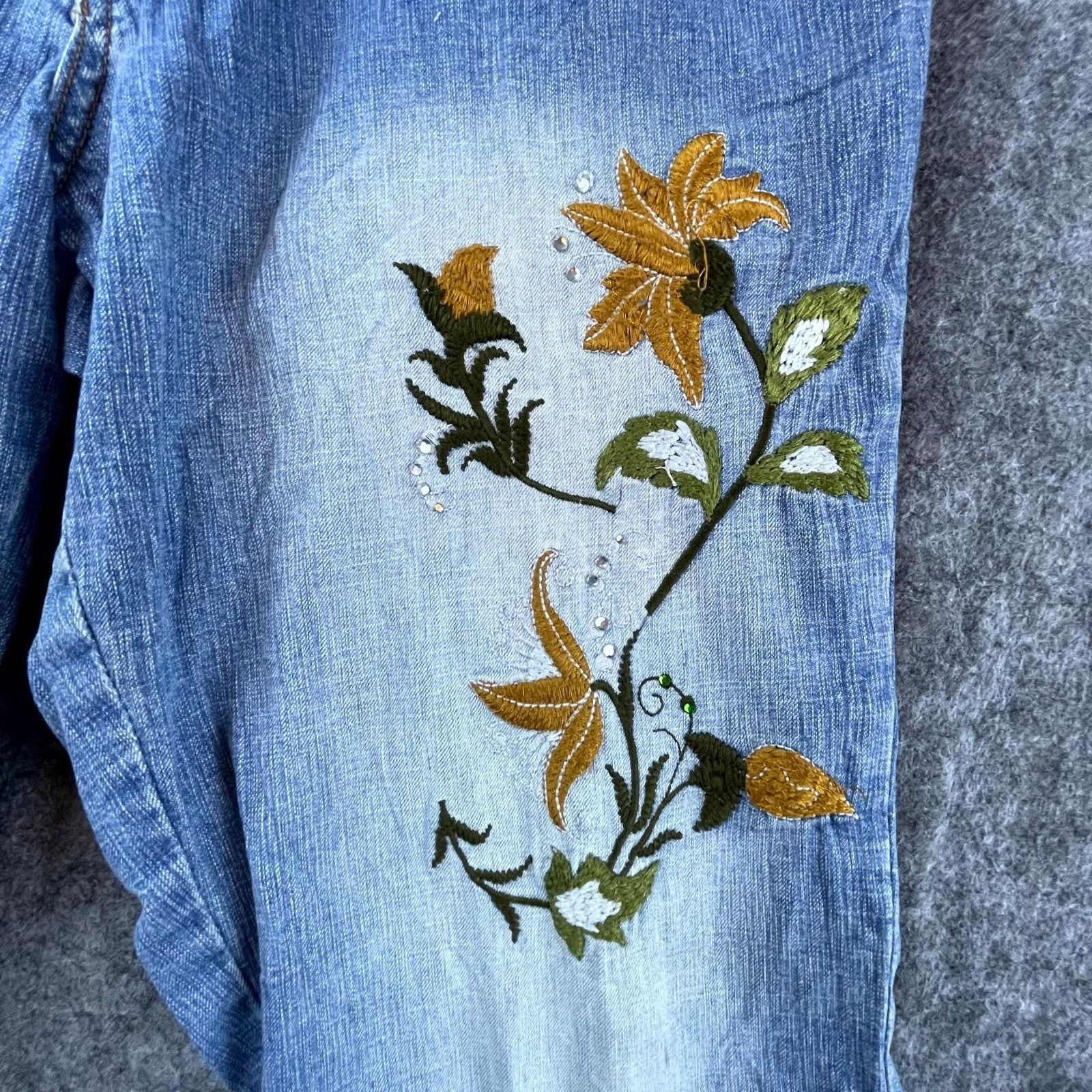 Judy Blue Judy Blue Jeans Women 13 Embroidery Wide Hippie Boho Y2K Size 36" / US 14 / IT 50 - 3 Thumbnail