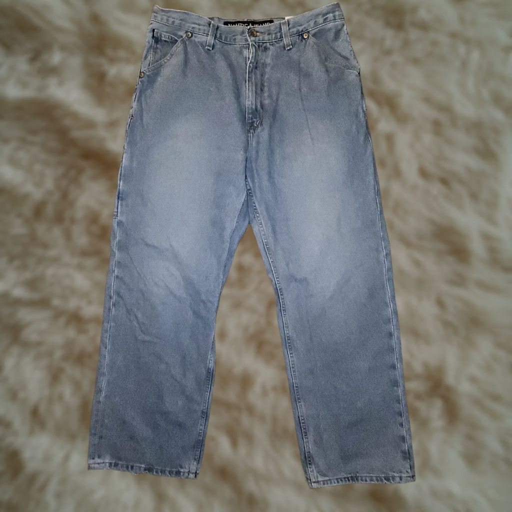 Nautica VINTAGE Nautica Relaxed Straight Carpenter Jeans Mens 34x30 90s Y2K Blue Denim Distressed Pockets Easy Care Regular Inseam 28"} Size US 34 / EU 50 - 1 Thumbnail