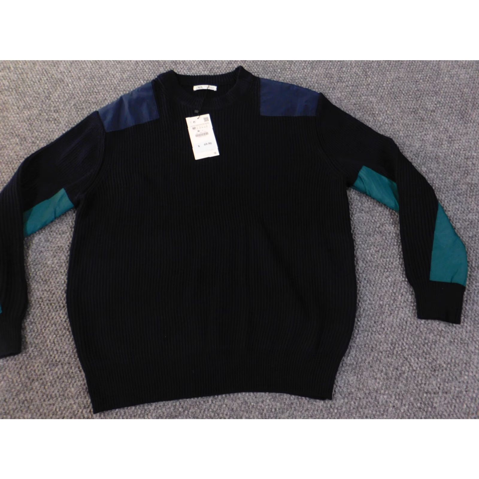 Zara Zara Sweater Men M Blue Crew Neck Pullover Wool Polyester City Knit Knitwear Cable-Knit Casual Modern Regular Size US M / EU 48-50 / 2 - 2 Thumbnail