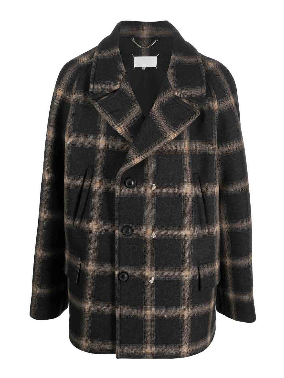 Maison Margiela o1loc1c1125 Double-breasted Coat in Black/Beige Size US M / EU 48-50 / 2 - 1 Thumbnail