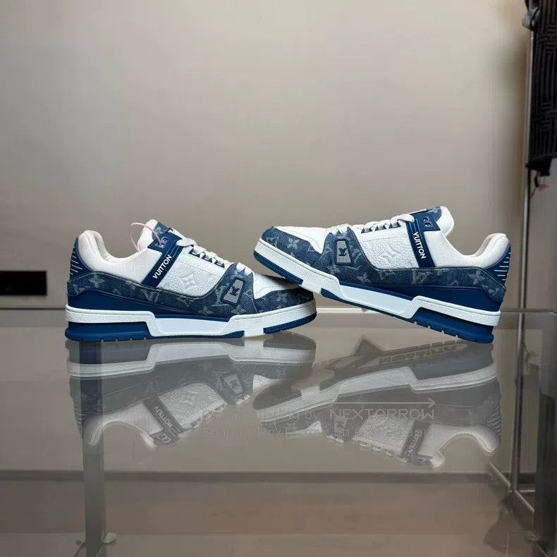 Louis Vuitton Louis Vuitton Trainer White and Blue Denim shoes Size US 9 / EU 42 - 5 Thumbnail