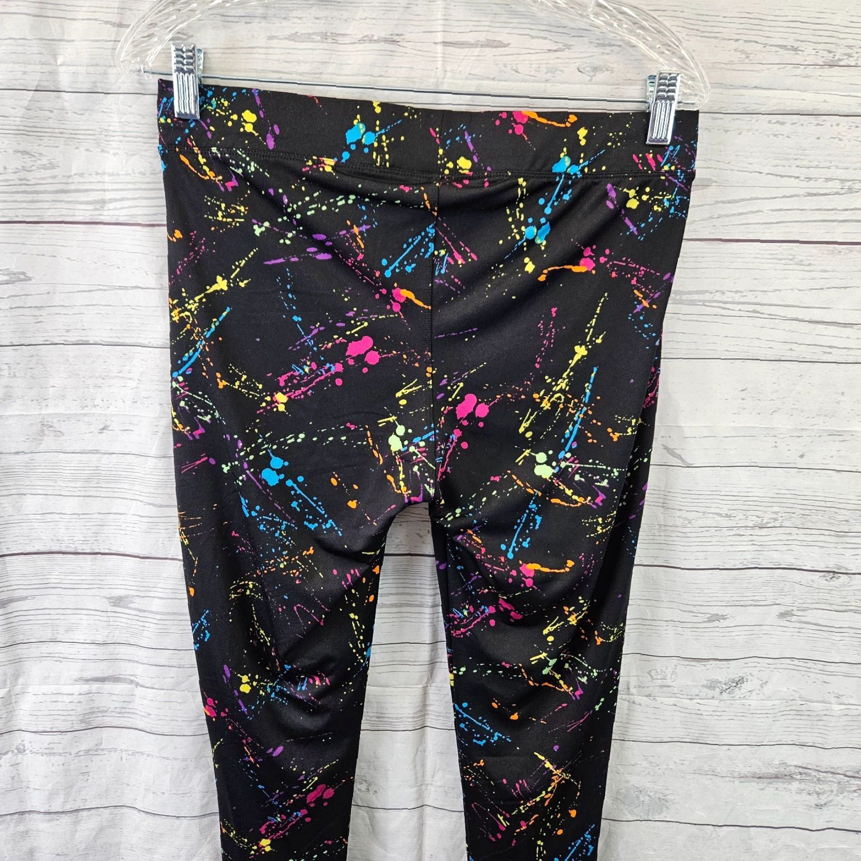 Pinko Tipsy Elves Leggings Womens M Black Pink Paint Splatter Multicolor 90s Colorful Logo? Size 32" / US 10 / IT 46 - 4 Thumbnail