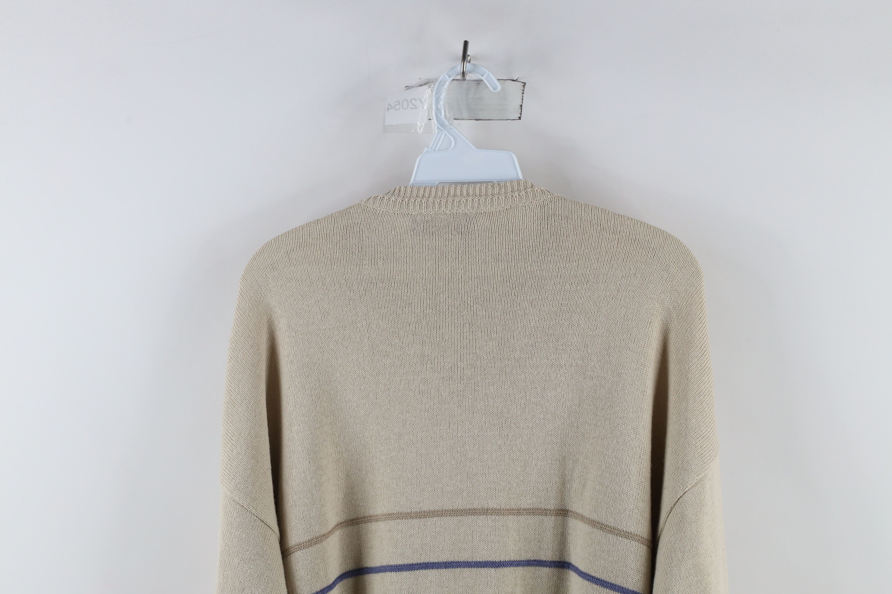 Vintage Vintage 90s Streetwear Diamond Knit Crewneck Sweater Beige Size US XXL / EU 58 / 5 - 10 Thumbnail