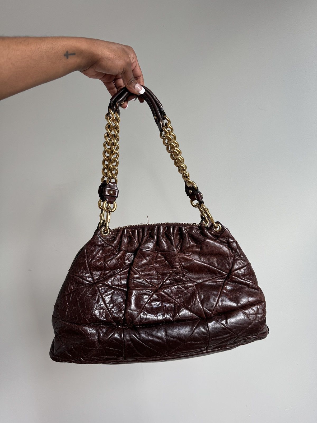 Marc Jacobs Marc Jacobs Chocolate Quilted Leather Bowler Handbag Size ONE SIZE - 3 Thumbnail