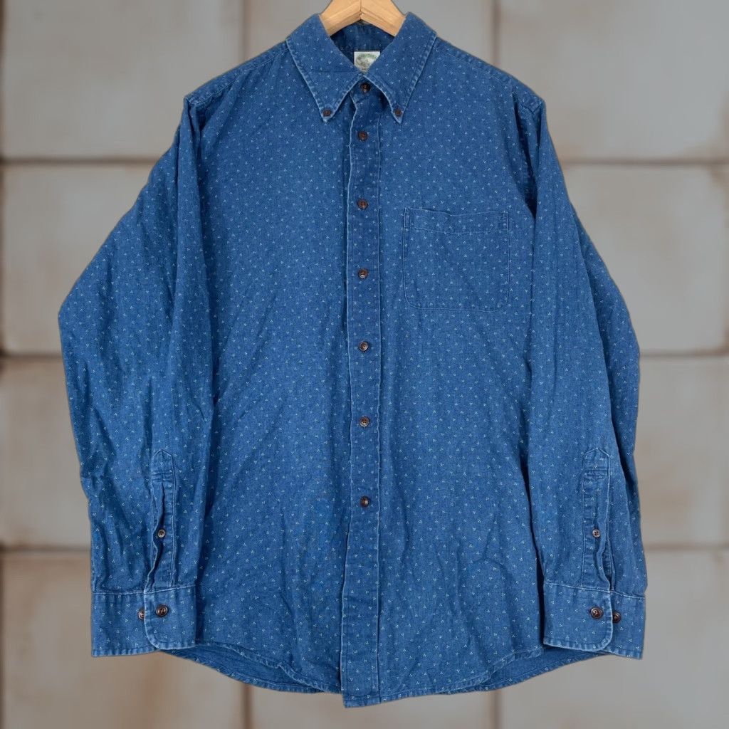 Brooks Brothers Brooks Brothers Milano Button Down Shirt Mens L Blue Denim Casual Slim Wool? (Note: The material is Cotton. Re-evaluate) Size US L / EU 52-54 / 3 - 1 Thumbnail