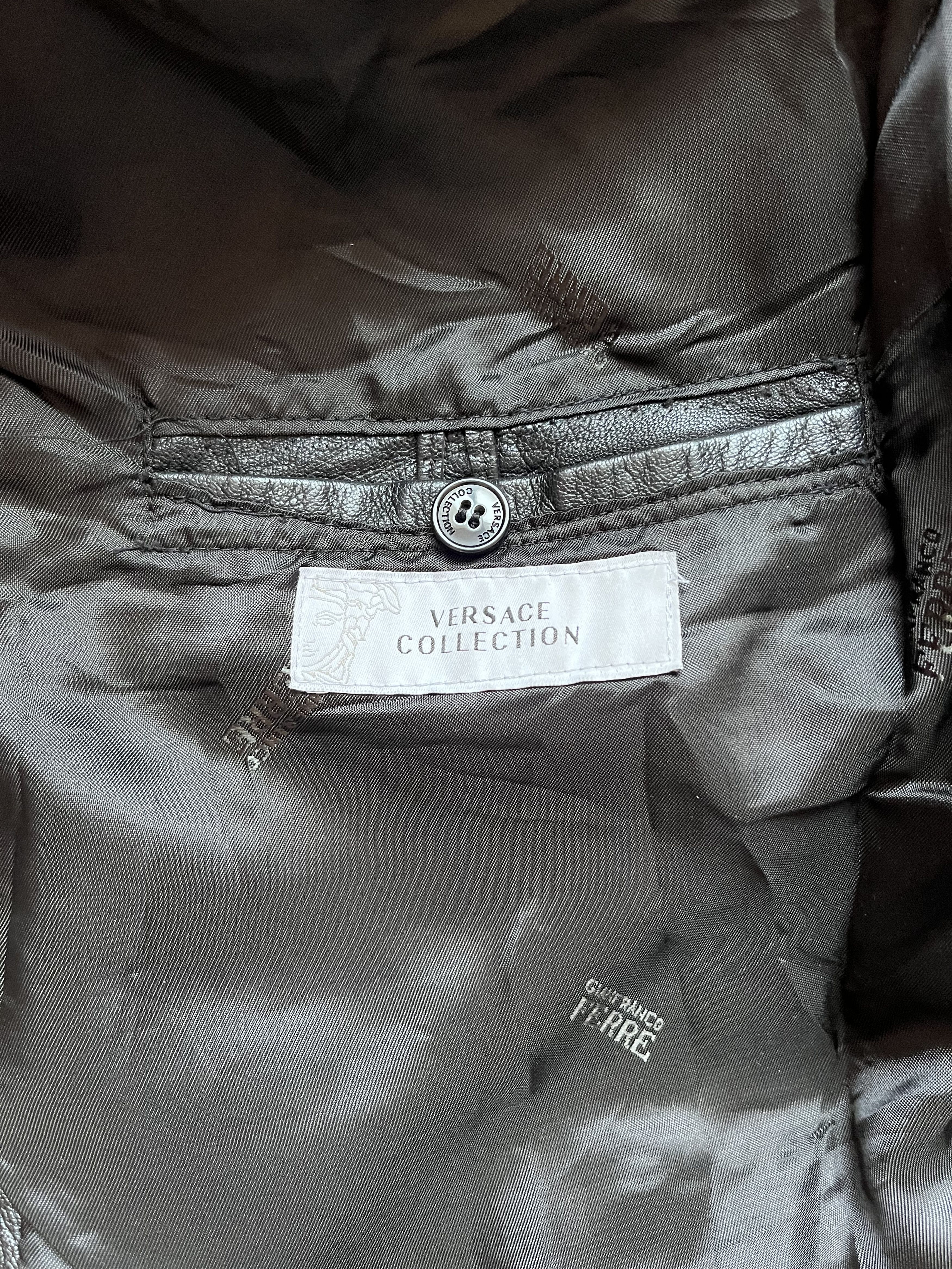 Versace Vintage Gianni Varsace Collection Metal Logo Leather Jacket Size US M / EU 48-50 / 2 - 6 Thumbnail
