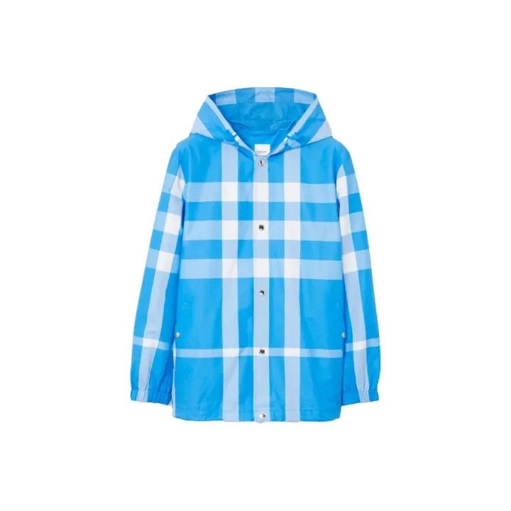 Burberry Color-Block Plaid Hooded Jacket