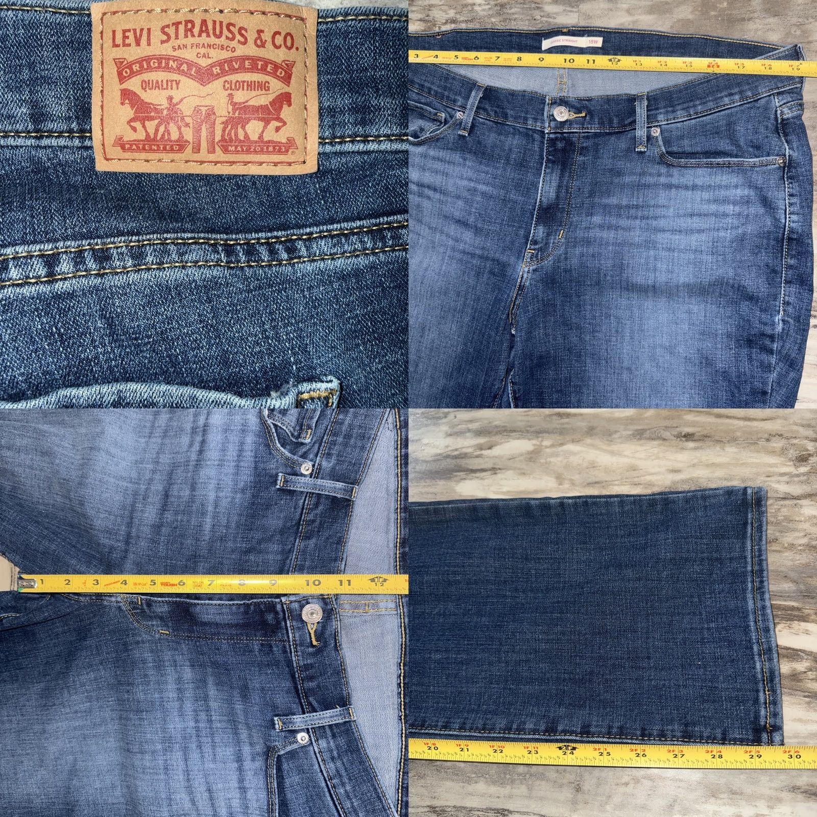 Denime VINTAGE Levi’s Levi Strauss Classic Straight Womens Jeans 18W Medium Wash Denim Jeans 5-Pocket High Rise Button Zip Plus Size Womens Size 40" / US 18 - 8 Thumbnail