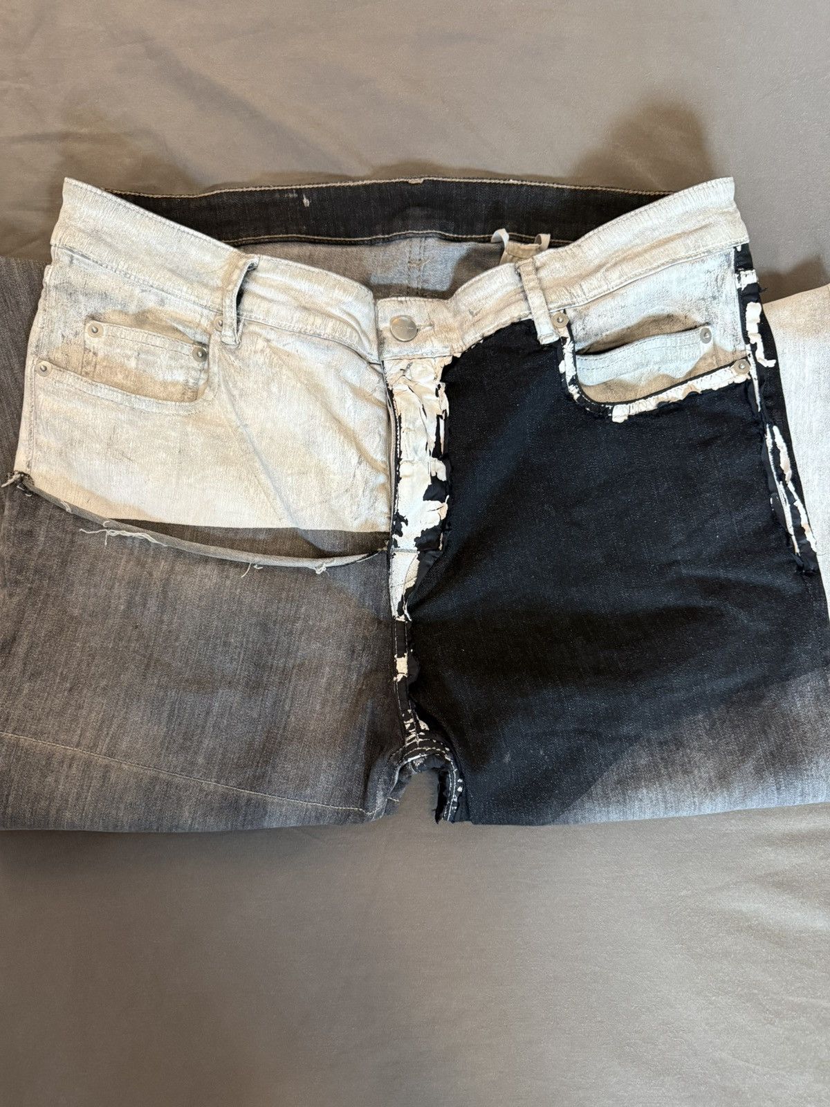 Rick Owens Rick Owens TECUATL S/S 20 White Wax Tyrone Collage Denim Size US 36 / EU 52 - 4 Thumbnail