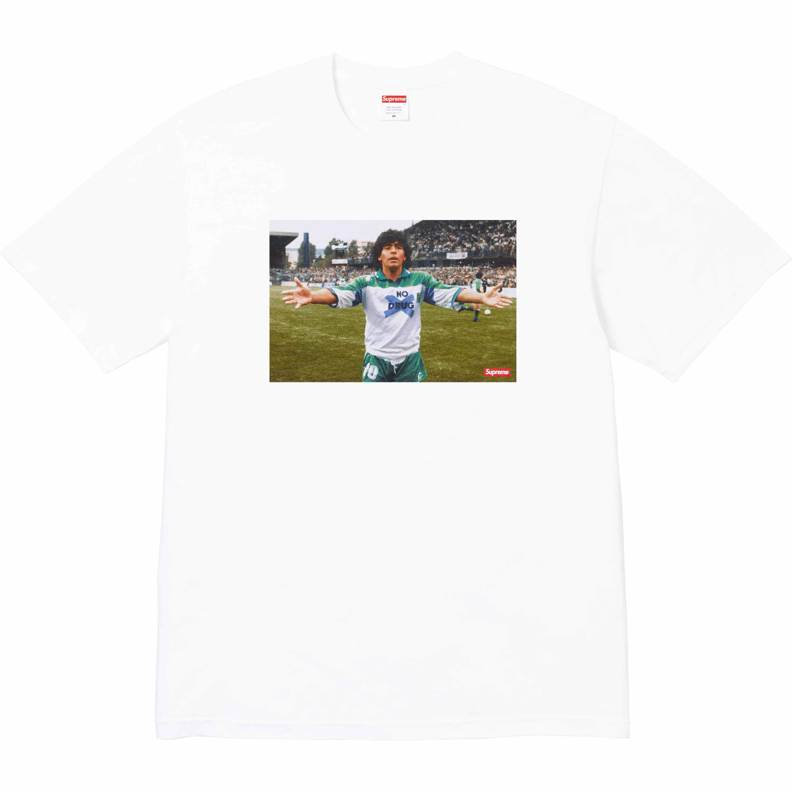 image of Diego Maradona x Supreme Maradona Tee in White, Men's (Size XL)