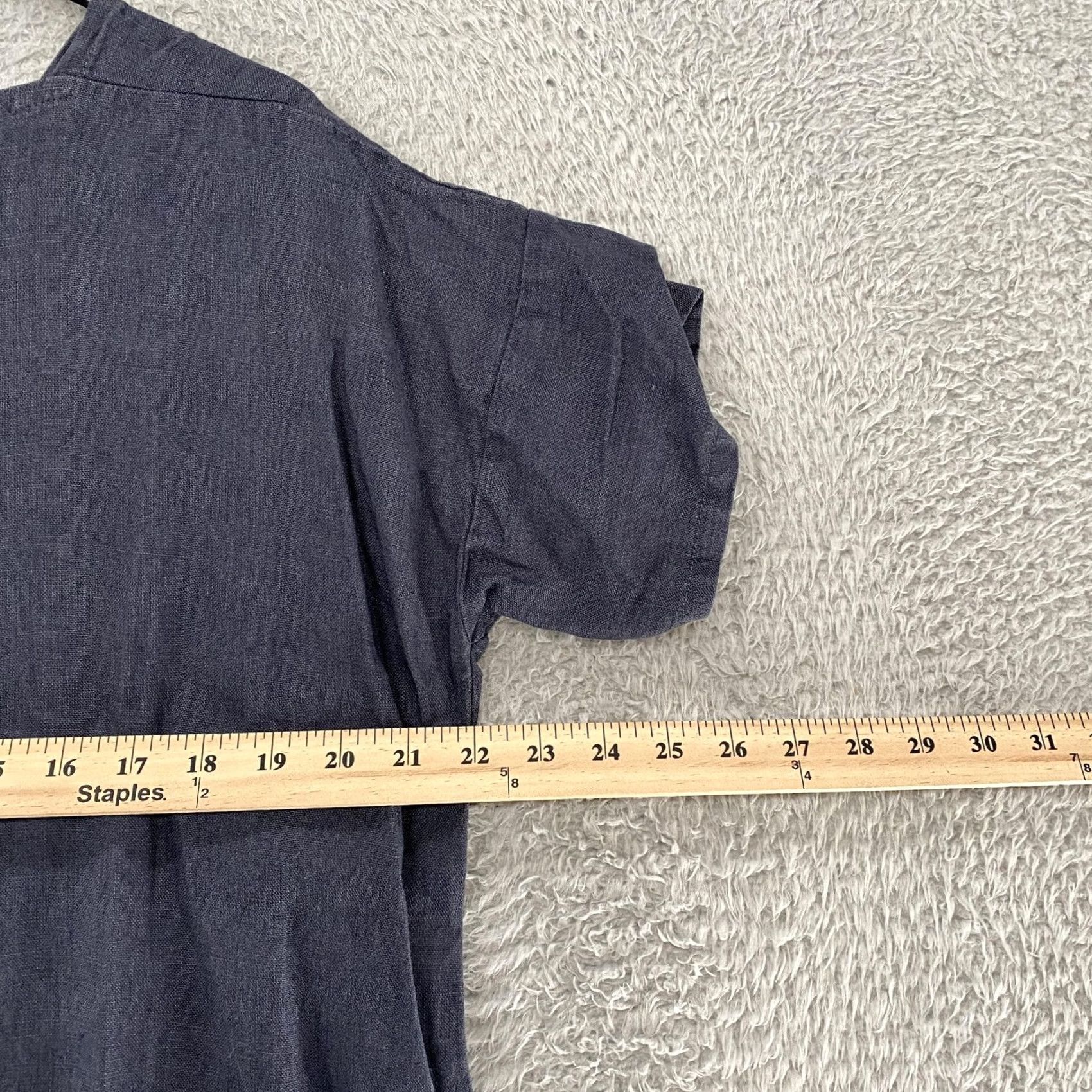 Vintage Not Perfect Linen Dress Womens One Size Blue Linen Shift Pockets Lagenlook Size ONE SIZE - 5 Thumbnail