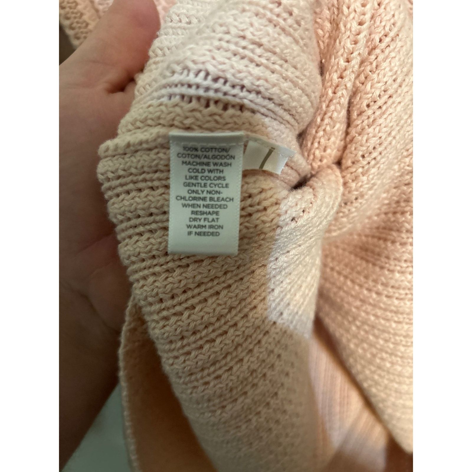 Loft Loft Pink Cotton Ribbed Pointelle Raglan Sweater Small SP Size S / US 4 / IT 40 - 3 Thumbnail