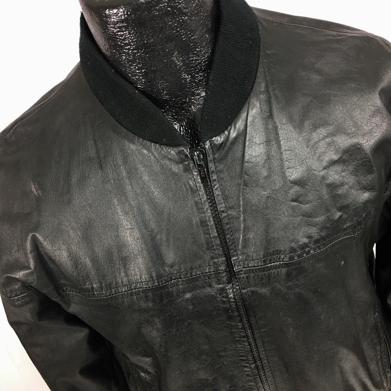 Essentials Vtg Essentials Black Leather CAFE RACER Motorcycle Jacket Size US L / EU 52-54 / 3 - 1 Thumbnail