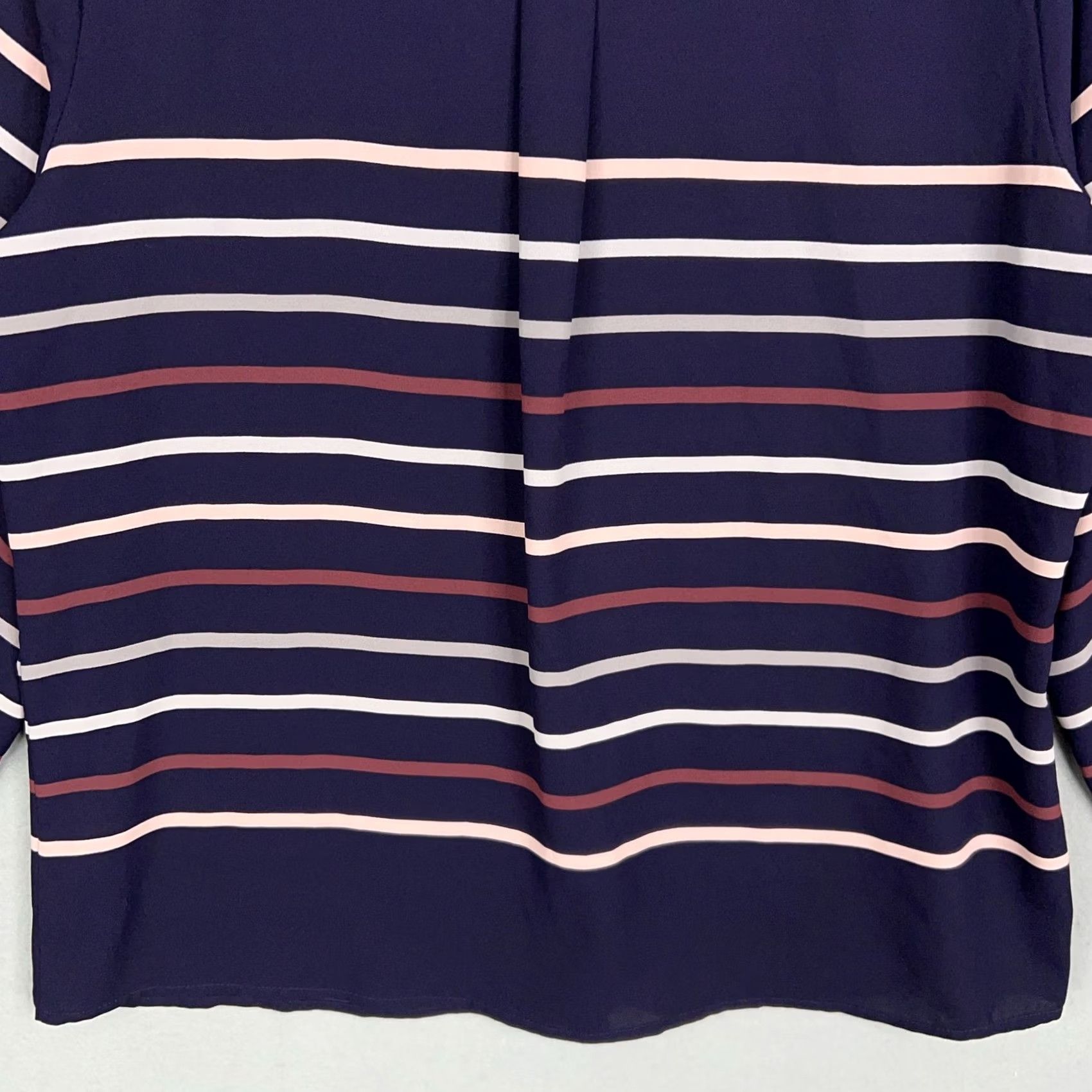 Vintage 41 Hawthorn Womens Large Purple Stripe Blouse Size L / US 10 / IT 46 - 7 Thumbnail