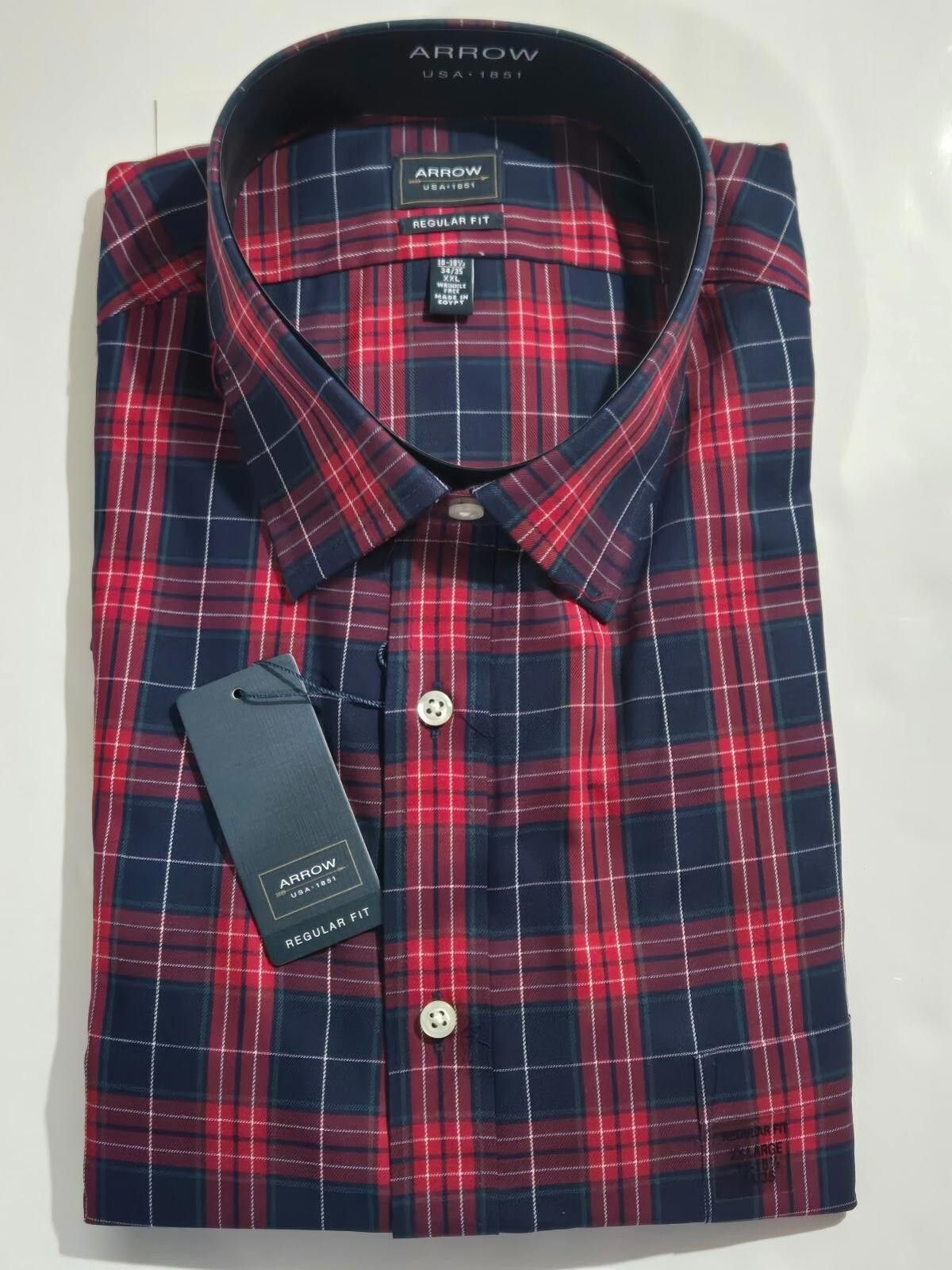 Arrow Men's Arrow Dress Shirt Cognac Regular Fit Plaid NEW NWT S Size US S / EU 44-46 / 1 - 1 Thumbnail
