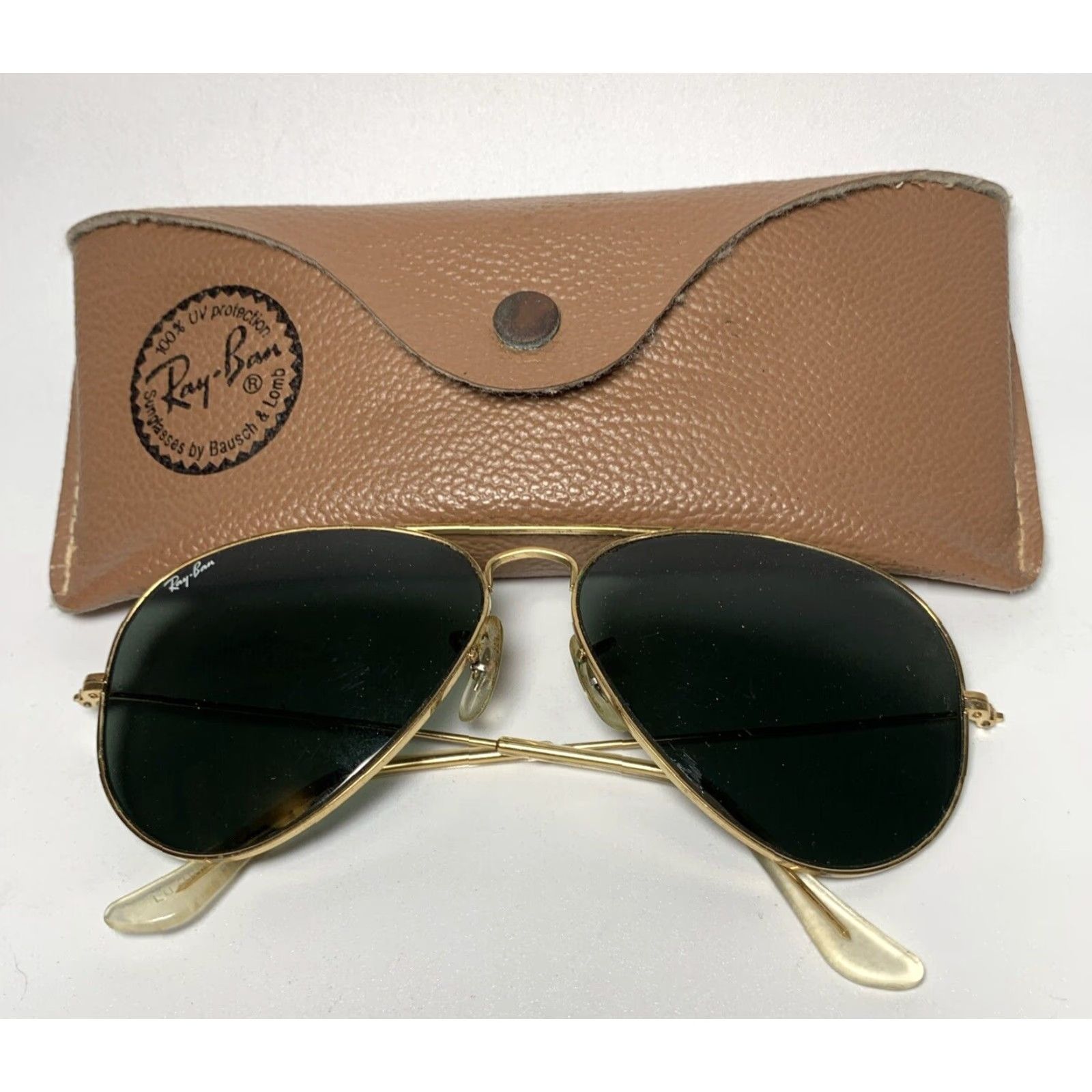 Vintage VINTAGE Ray-Ban Sunglasses Aviator Men 58 14 Gold Frame Green Lenses Case Size ONE SIZE - 2 Thumbnail