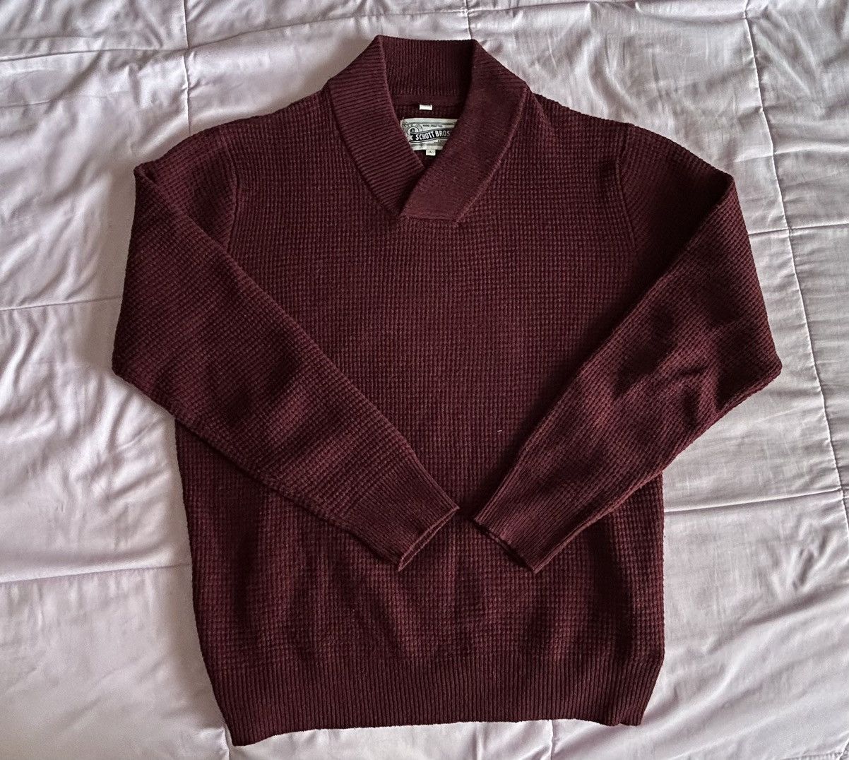 Schott Schott Bros Ribbed Wool Sweater Size L Wine V-Neck Size US L / EU 52-54 / 3 - 2 Thumbnail