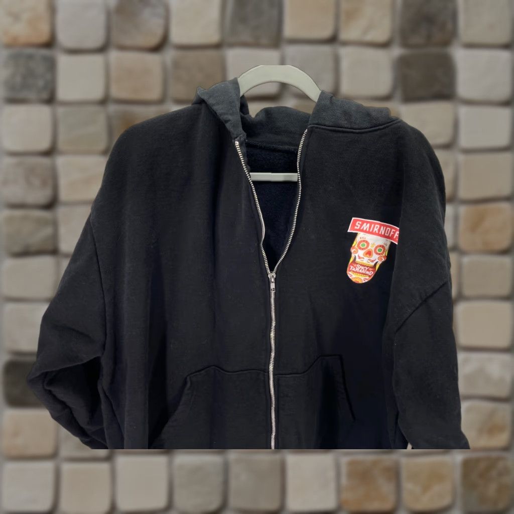 Vintage Smirnoff Spicy Tamarind Hooded Sweatshirt Mens XL Black Graphic Full Zip Fleece Skull Size US XL / EU 56 / 4 - 1 Thumbnail