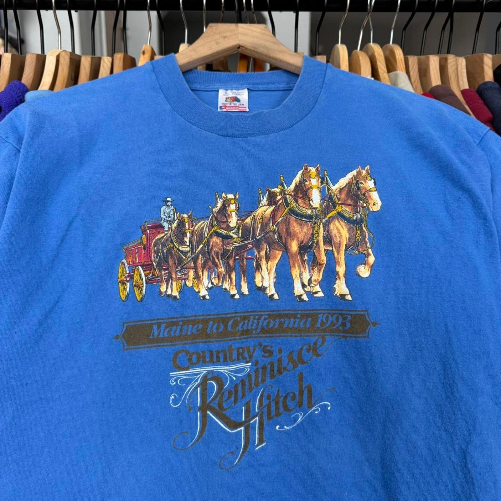 Fruit Of The Loom Vintage 90s Country's Reminisce Hitch Cross Country T-Shirt Size US L / EU 52-54 / 3 - 2 Thumbnail