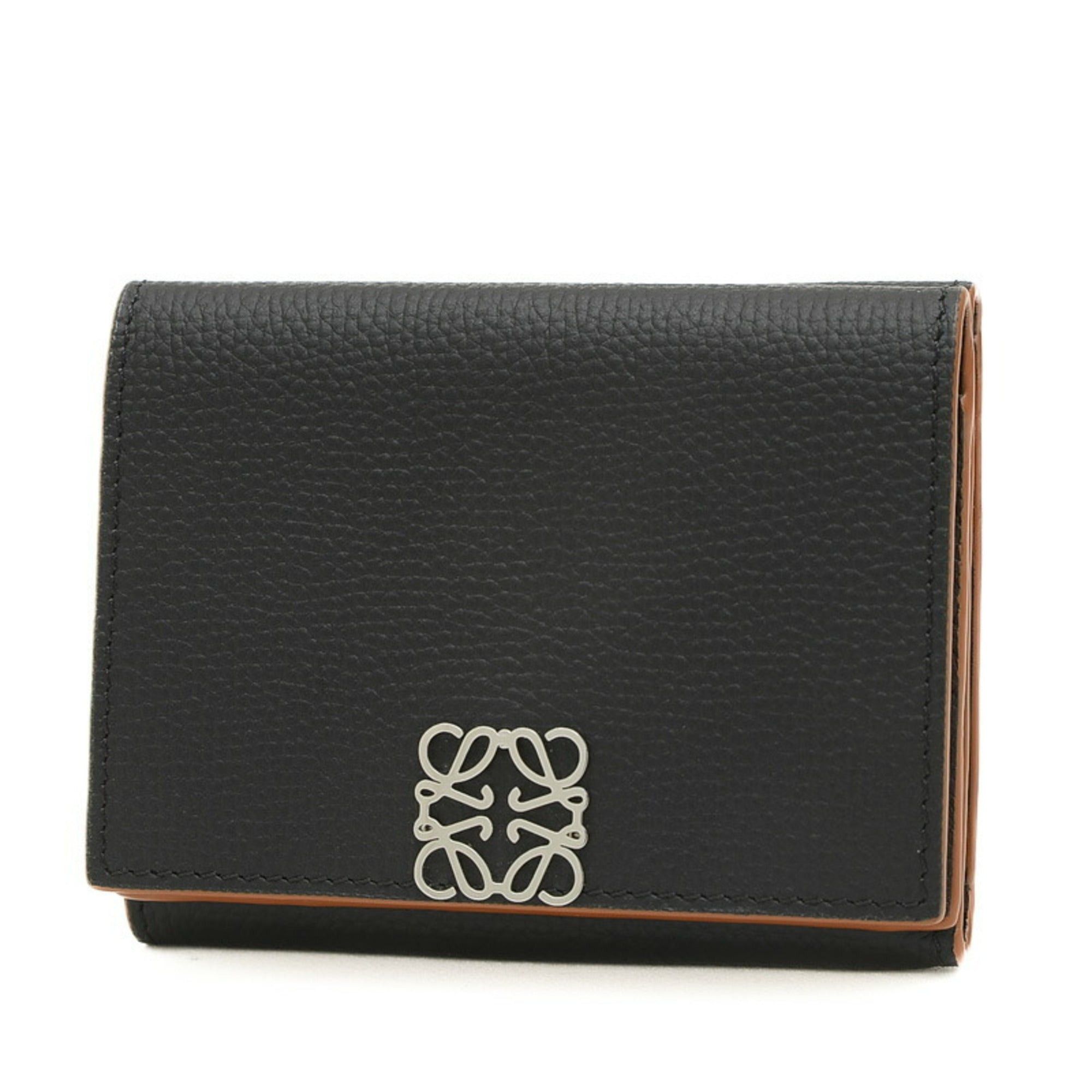 image of Loewe Anagram Trifold Wallet Calf Black C821Tr2X02, Women's