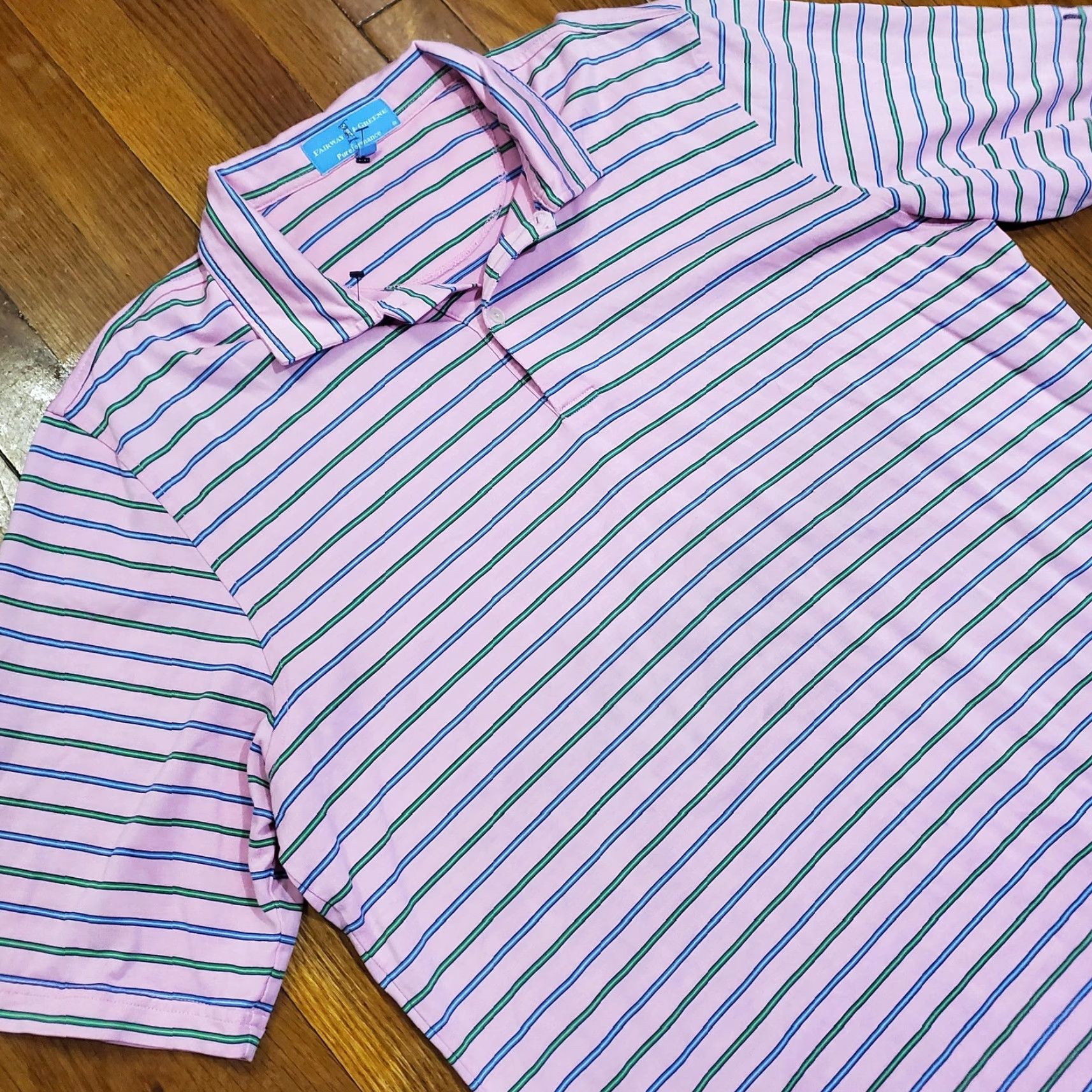Vintage Fairway & Greene Polo Shirt Mens XL Pink Striped Doral Golf Pureformance Top Size US XL / EU 56 / 4 - 2 Thumbnail