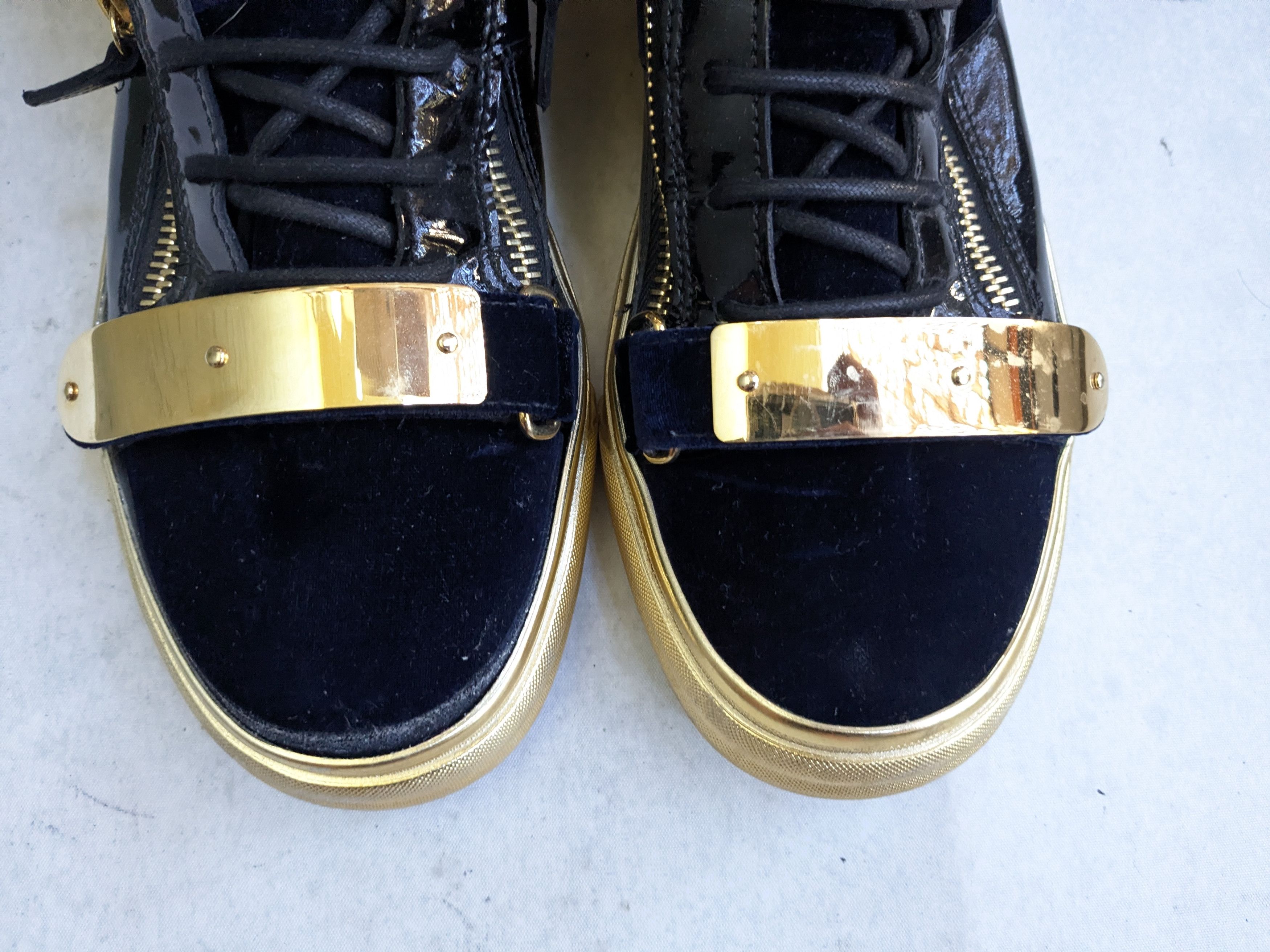 Giuseppe Zanotti Giuseppe Zanotti High Tops Navy Blue Velvet Gold 11 44 Size US 11 / EU 44 - 2 Thumbnail