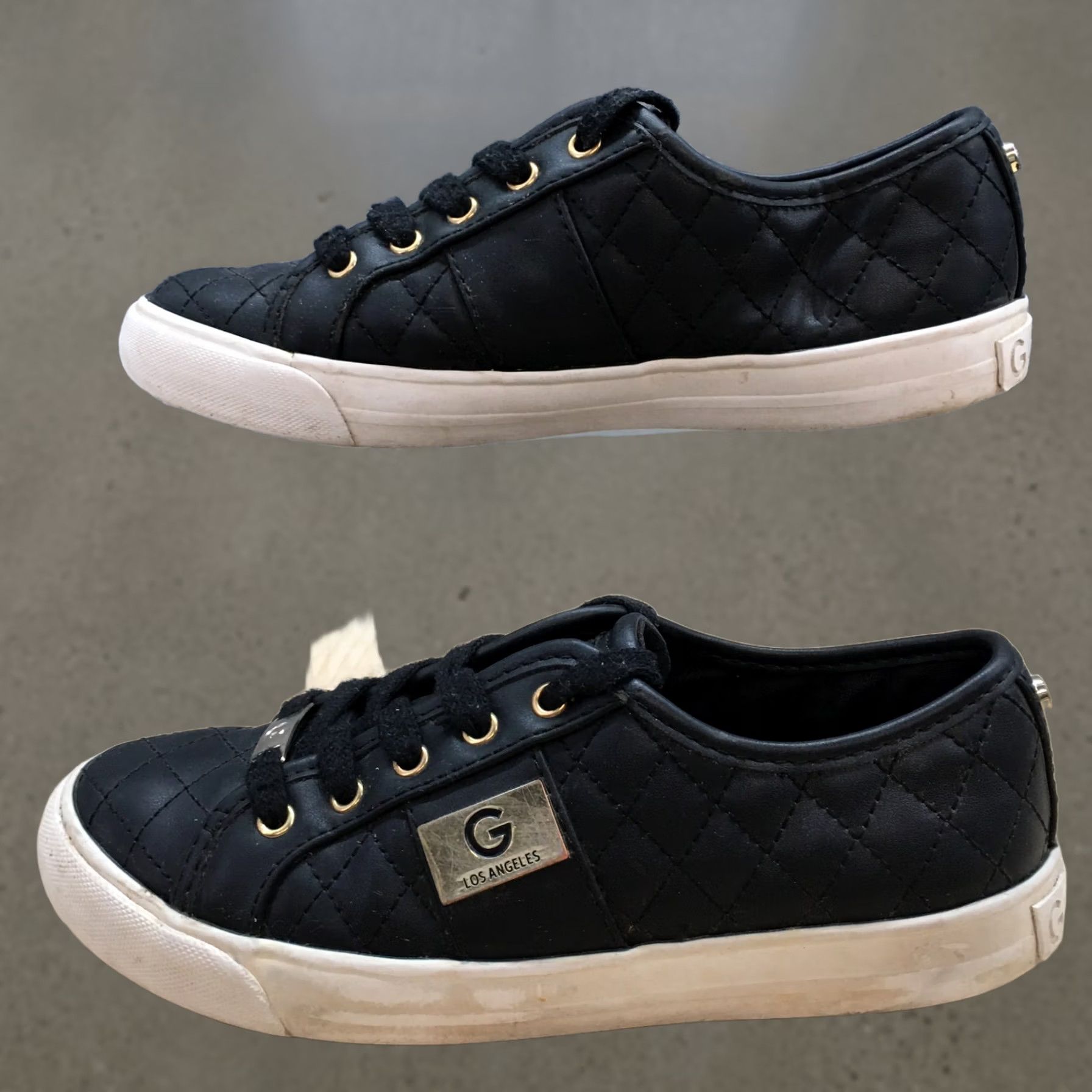 Guess G by GUESS Shoes Womens 6 M Backer 2 Quilted Low Top Sneakers Black Faux Leather Size M / US 6-8 / IT 42-44 - 1 Thumbnail