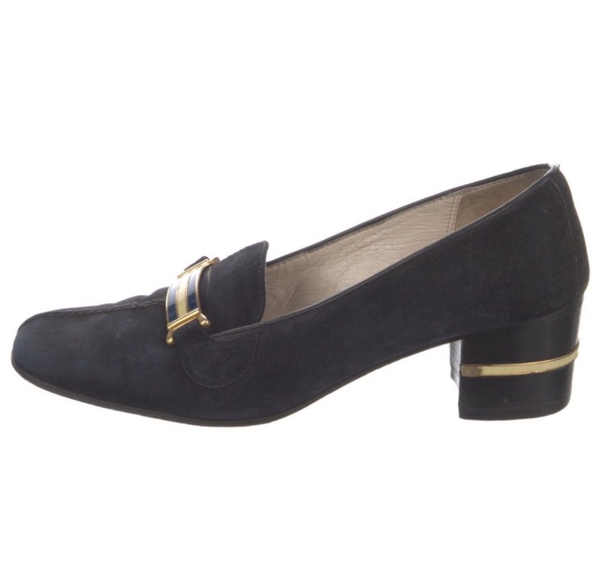 Gucci Gucci Vintage Suede Chain-Link Block Heel Square Toe Pumps Size US 8.5 / IT 38.5 - 3 Thumbnail