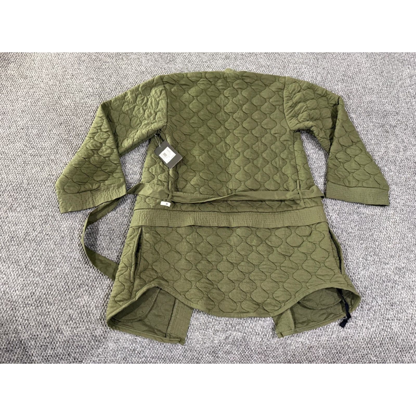 Hurley Hurley Jacket Womens S Green Quilted Long Sleeve Belted Wrap Open Pockets Lined Polyester All Seasons Fall Spring Winter Baggy Regular Mens Womens Size S / US 4 / IT 40 - 7 Thumbnail