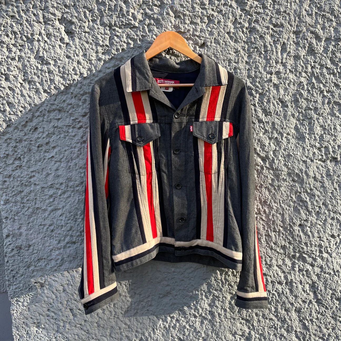 F/W02 CDG Junya Watanabe X Levis Striped Trucker Jacket