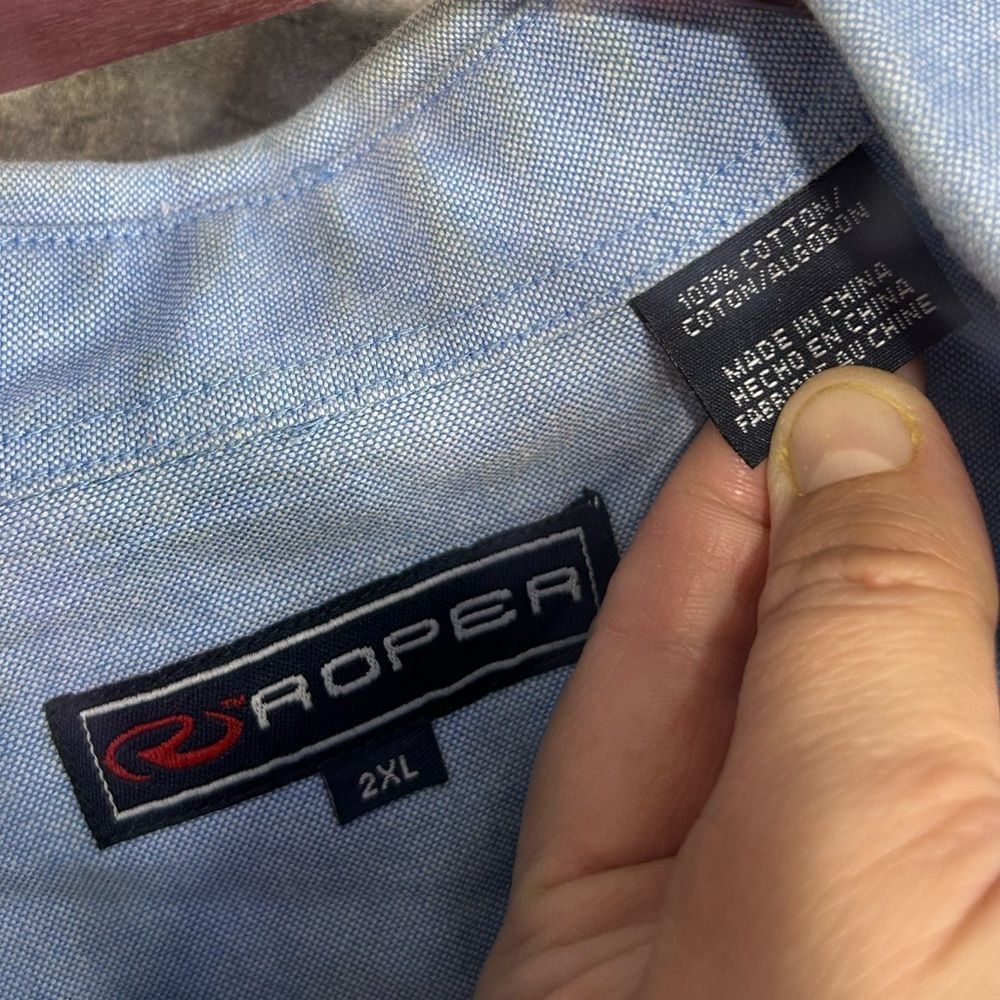 Roper Roper Sky Blue Button Front Shirt 2XL Size US XXL / EU 58 / 5 - 5 Thumbnail