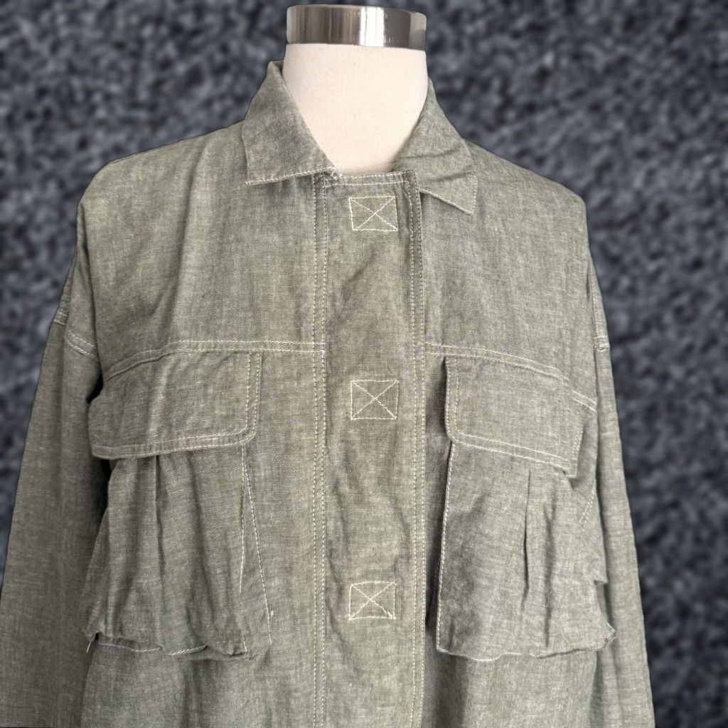 Esprit VINTAGE Esprit Shirt Cargo Pockets Utility Boxy Oversized Size S Green/grey 90s Womens Size S / US 4 / IT 40 - 1 Thumbnail