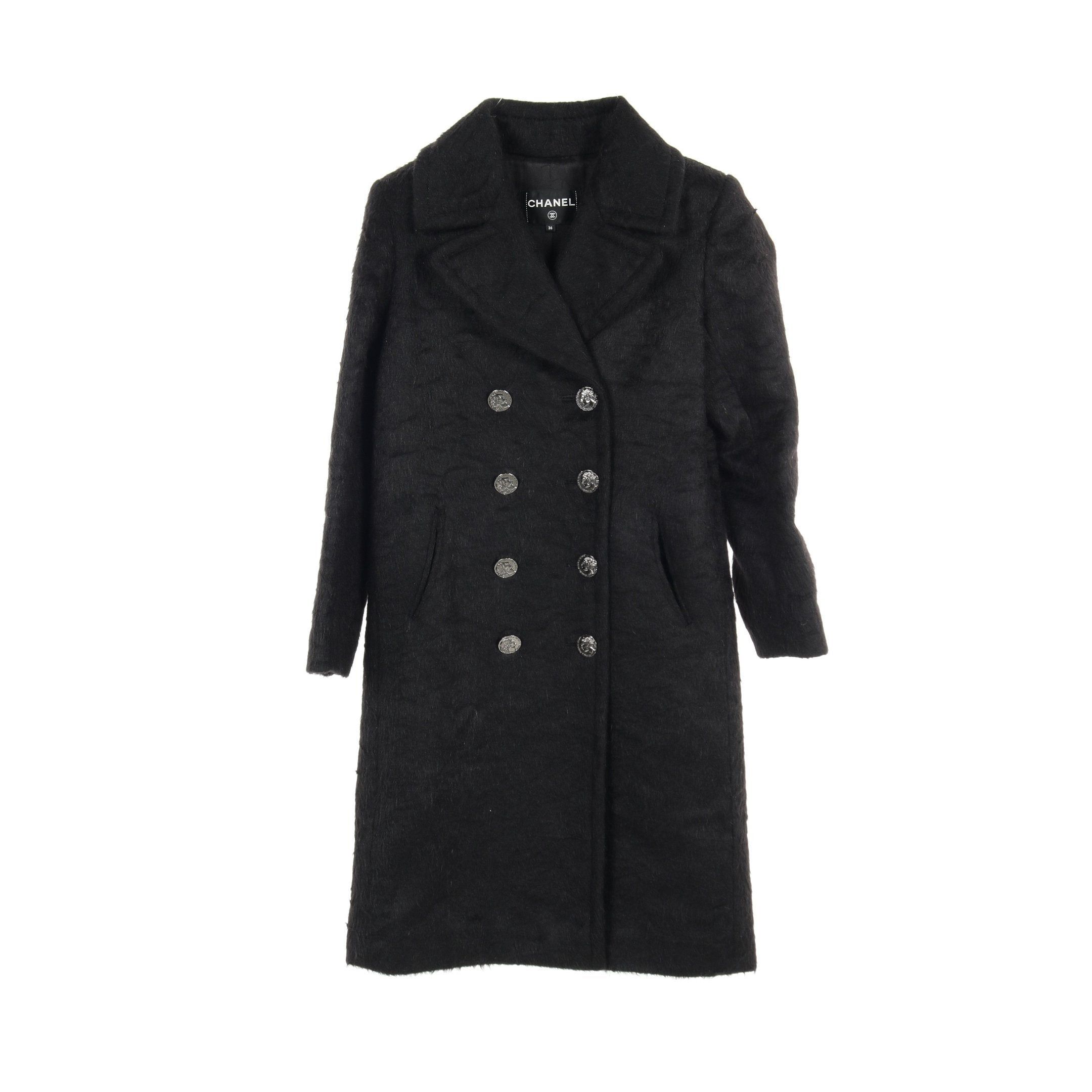 image of Chanel Coat Llama Wool Black Double Breasted 2016Aw, Women's
