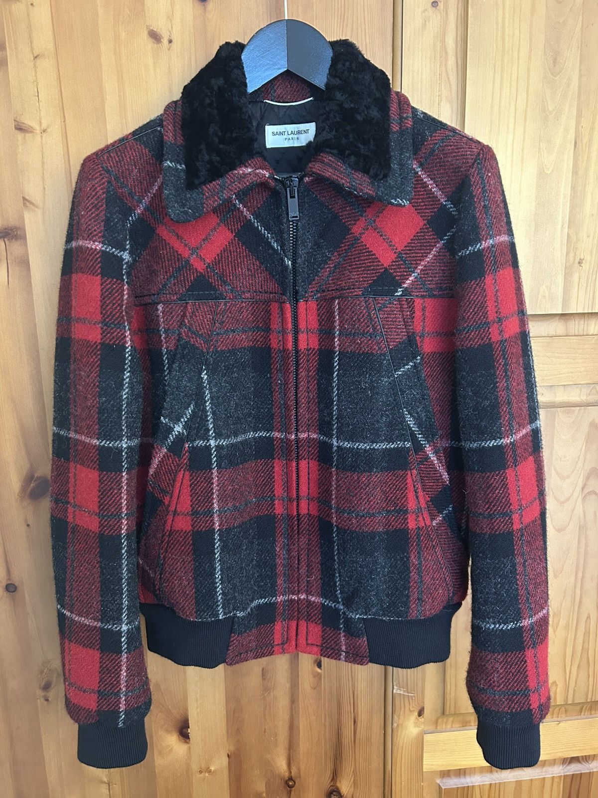 Saint Laurent Paris Saint Laurent Wool Jacket with Shearling Collar Size US S / EU 44-46 / 1 - 1 Thumbnail