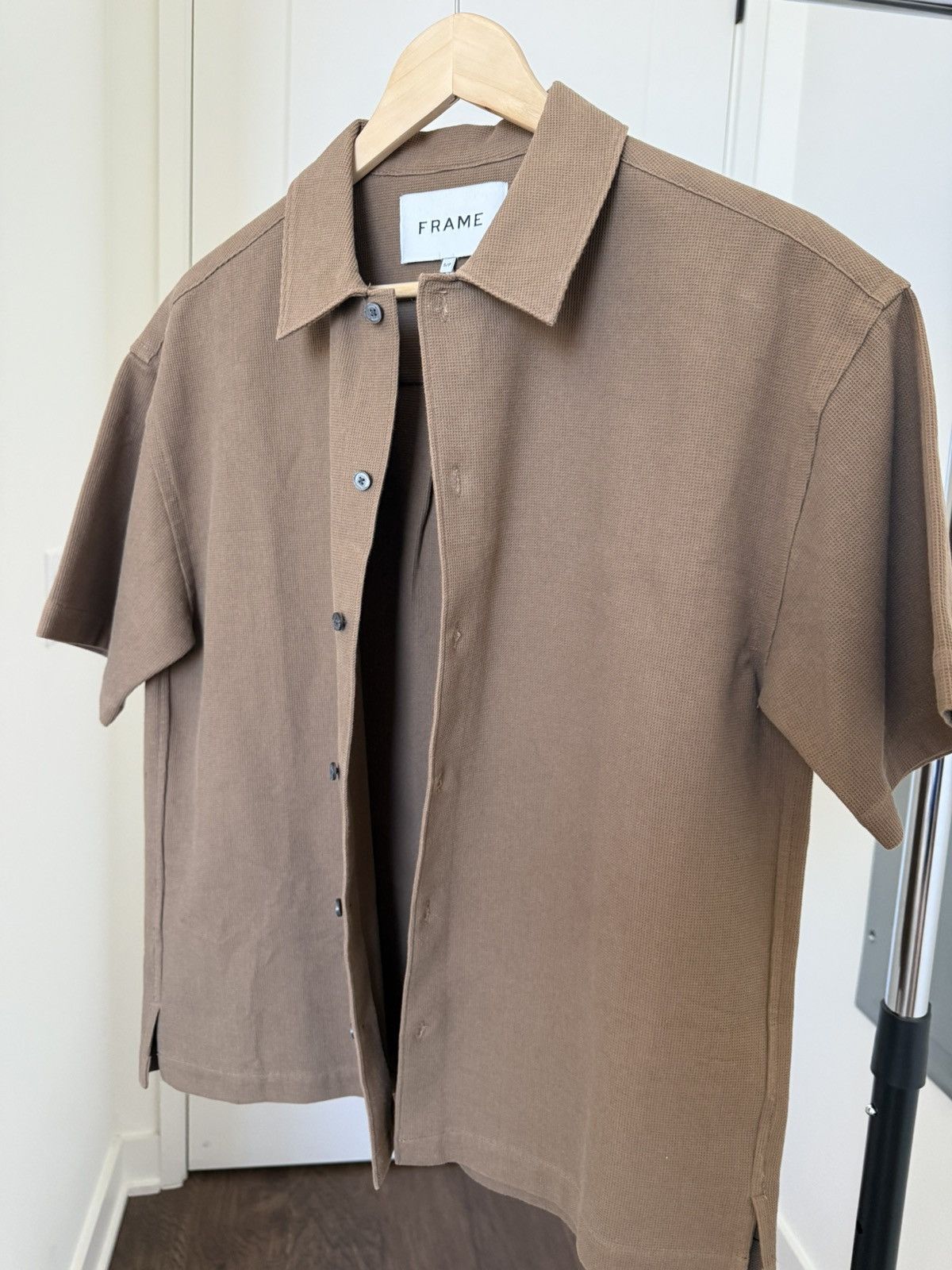 Frame FRAME Waffle Textured Shirt - Dark Brown Size US S / EU 44-46 / 1 - 5 Thumbnail