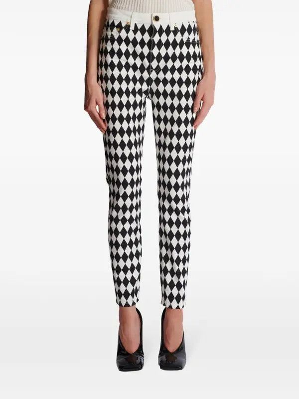 Balmain o1s1wg110825 Diamond Print Jeans in Black/White Size 28" / US 6 / IT 42 - 6 Thumbnail