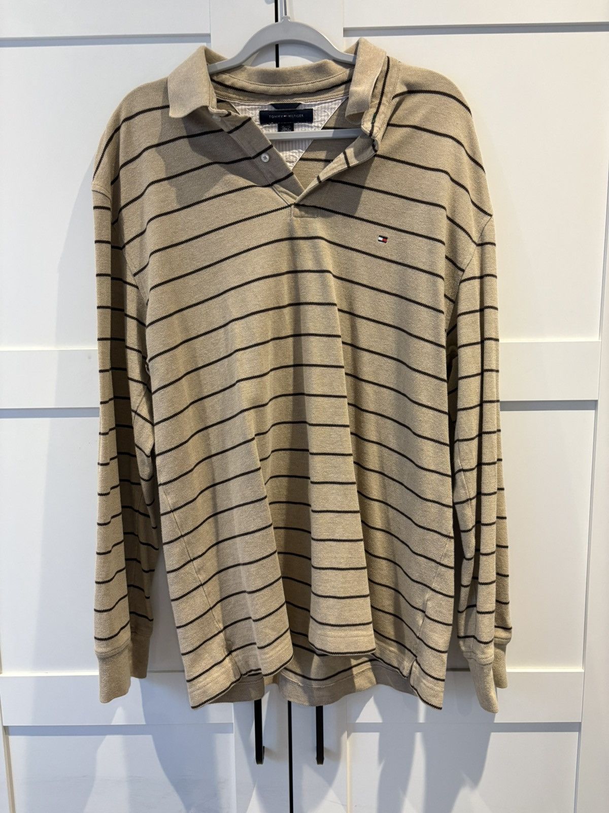 Tommy Hilfiger × Vintage Vintage Striped Tommy Hilfiger LS Polo Size US XL / EU 56 / 4 - 1 Thumbnail