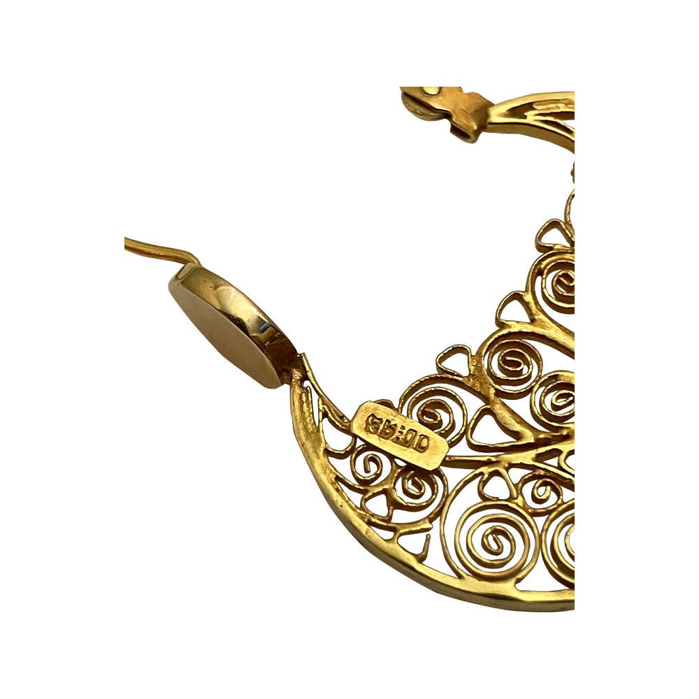 Designer 14 KT Gold Mexican Filigree Hoop Earrings Size ONE SIZE - 9 Thumbnail